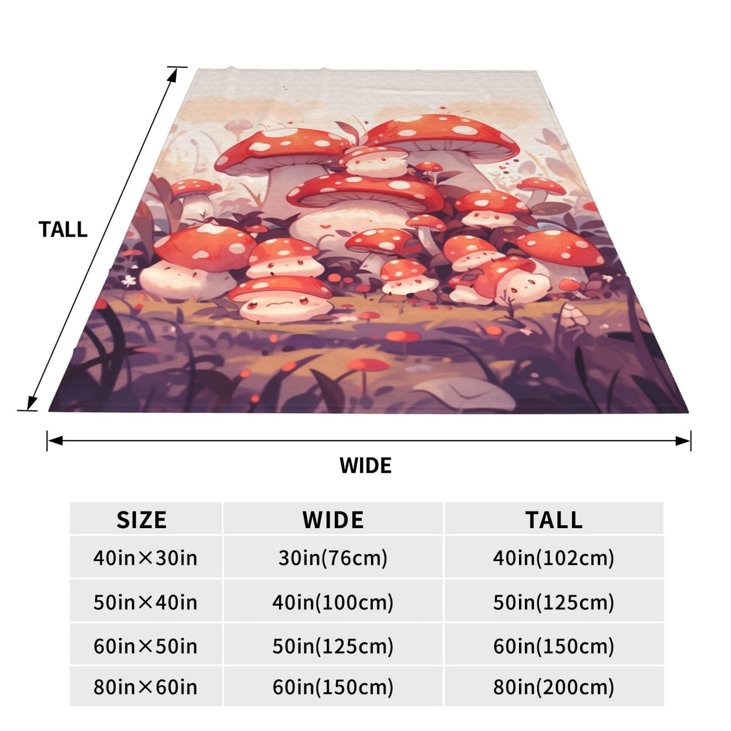 amepay Cute Cartoon Mushroom Blanket Gifts Weed Flannel Throw Blankets for Home Decor Couch Bed Sofa Soft Fuzzy Lightweight for All Season 60x50 Inches