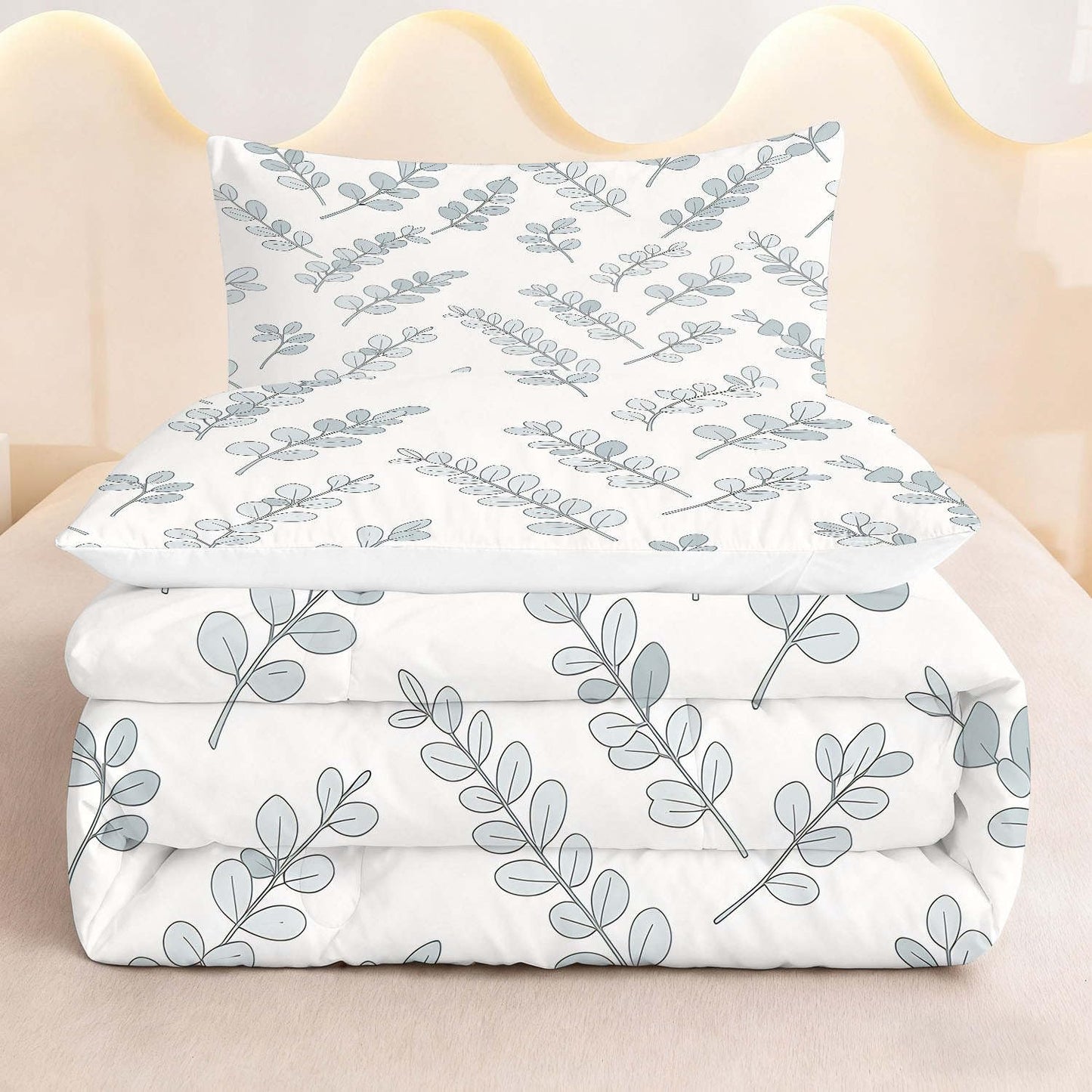 CERYUEE White Sage Eucalyptus King 3 Piece Comforter Bedding Set