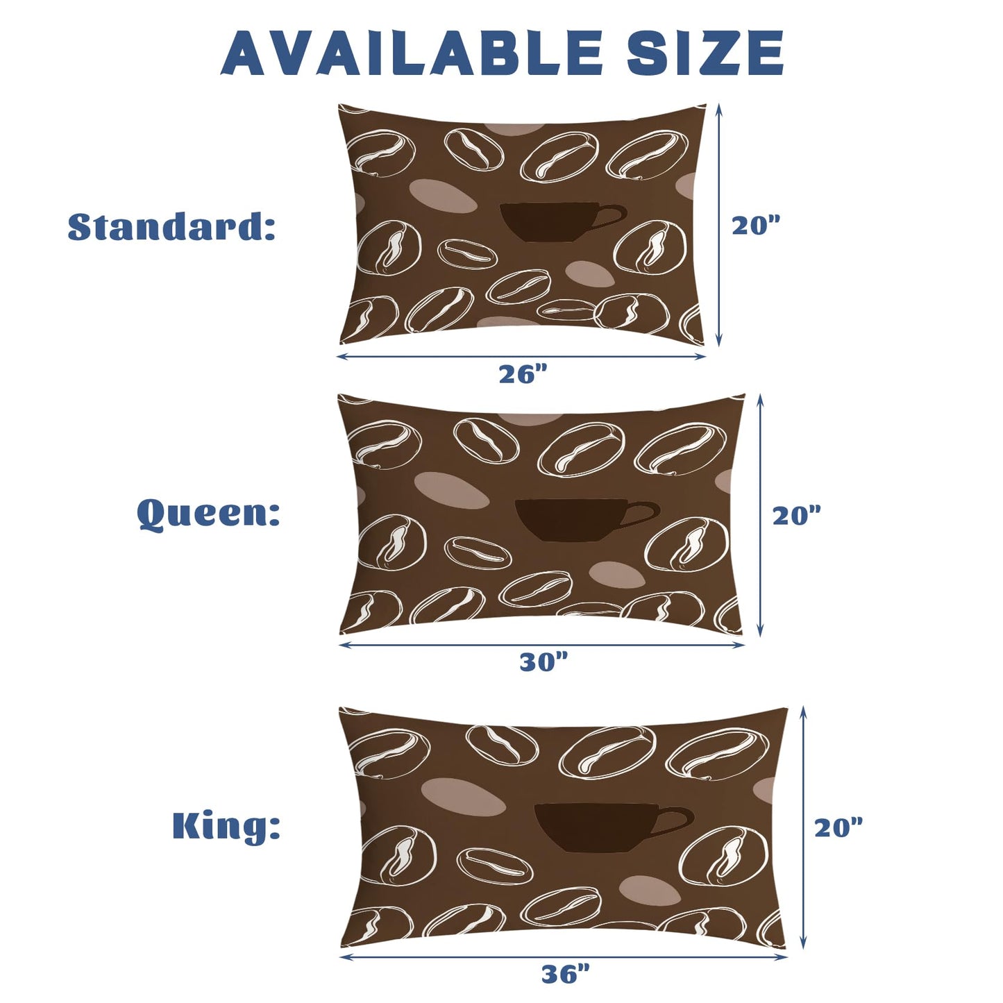 Solvivae Coffee Pillow Cases King Size Set of 2, Coffee Bean Pillowcases with Envelope Closure for Couch, Soft Breathable Microfiber Decorative Bed Pillow Covers, Gifts for Women & Men
