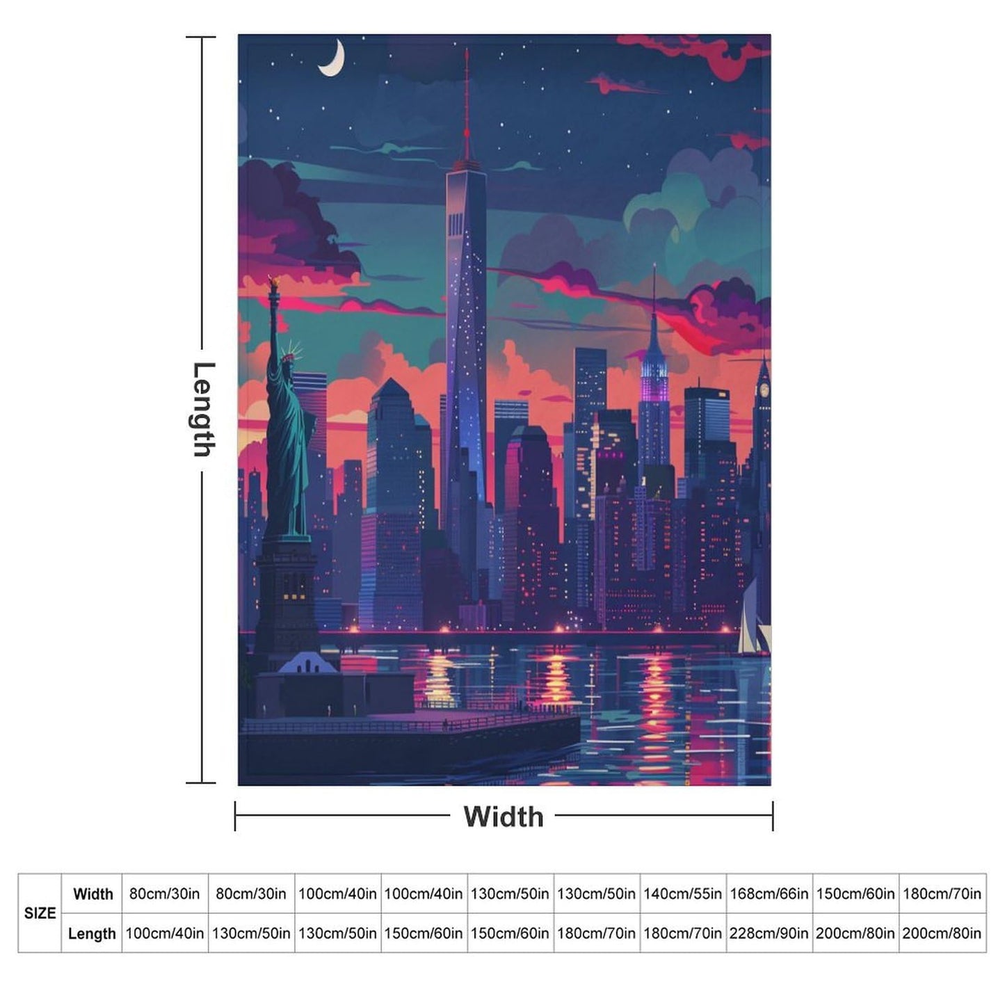 HDESDIS Abstract Cityscape Throw Blanket for Couch Bed, Soft Cozy Statue of Liberty Architecture Sofa Decor Blankets for Women, Men, 30"x40"