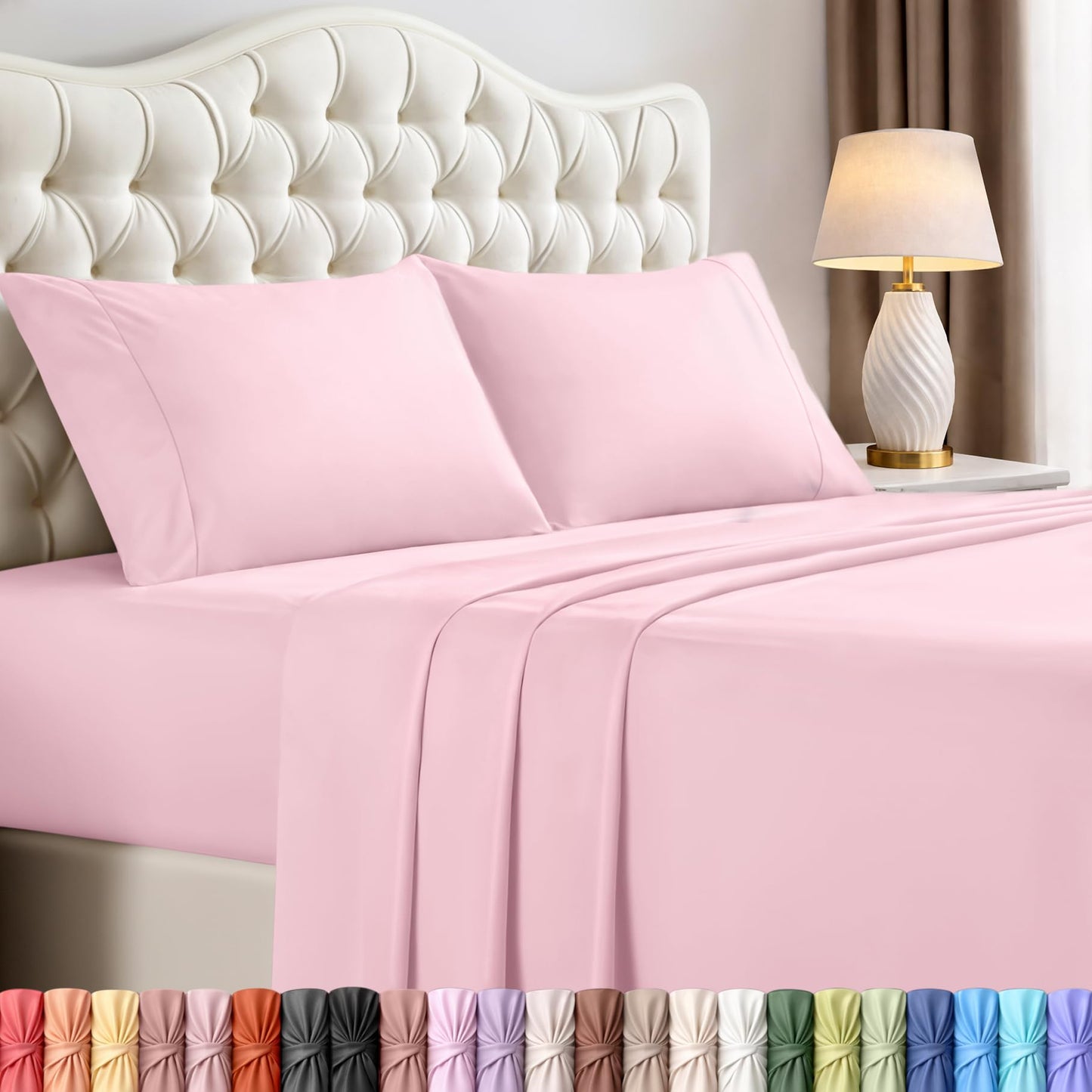 Utopia Bedding Queen Size Sheet Set – 4 Piece Bed Sheets, Soft and Breathable Microfiber, Includes 1 Fitted Sheet, 1 Flat Sheet and 2 Pillowcases – Oeko Tex (Crystal Pink)