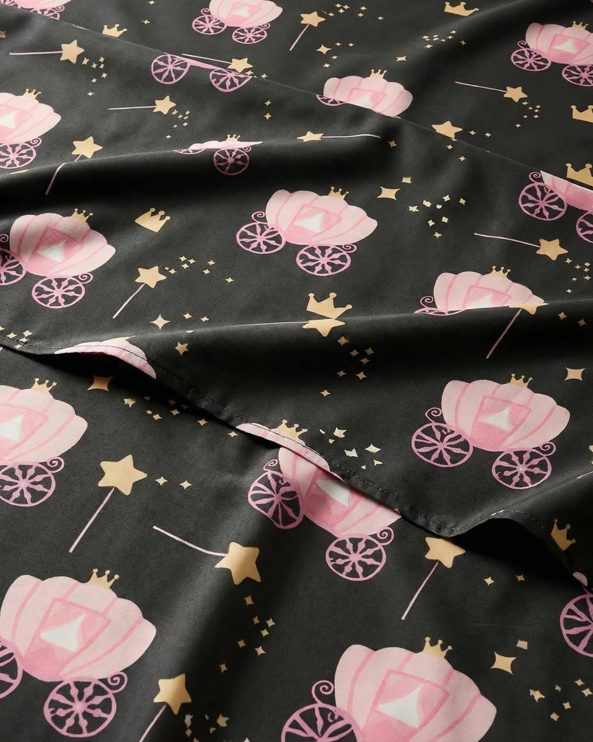 CGK Unlimited Kids Princess Carriage Twin 3 Piece Sheet Set - Boys, Girls, Teens, Toddler - Easy Fit Deep Pockets - Soft, Cooling & Breathable Sheets - Cozy, Fade and Wrinkle Free - Machine Washable