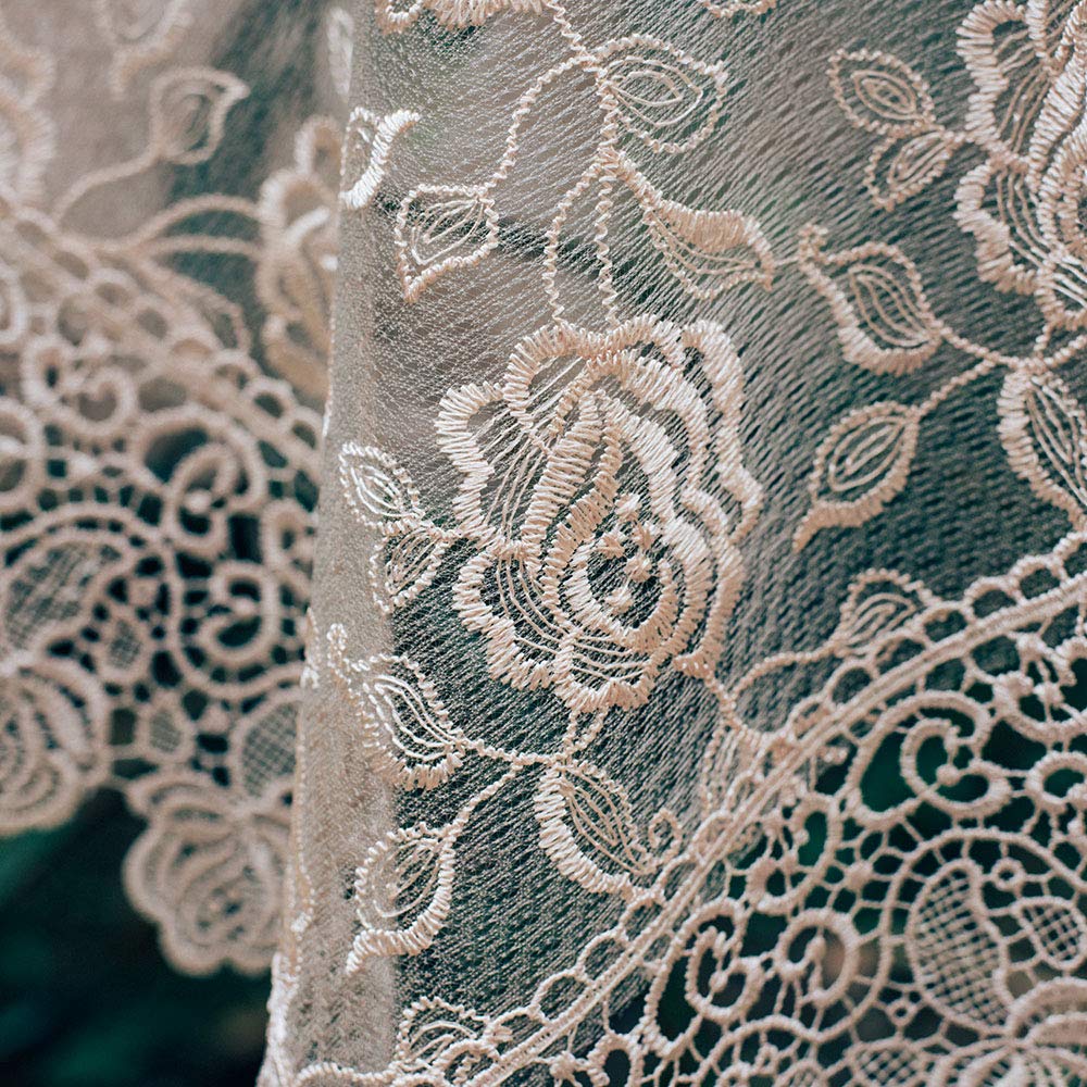 ARTABLE Rectangle Small Table Cloth Lace Macrame Vintage Tablecloth Shabby Chic Embroidered Oblong Table Cover for Wedding Banquet Holiday Long Dinner Tables (Golden, 43"x43")