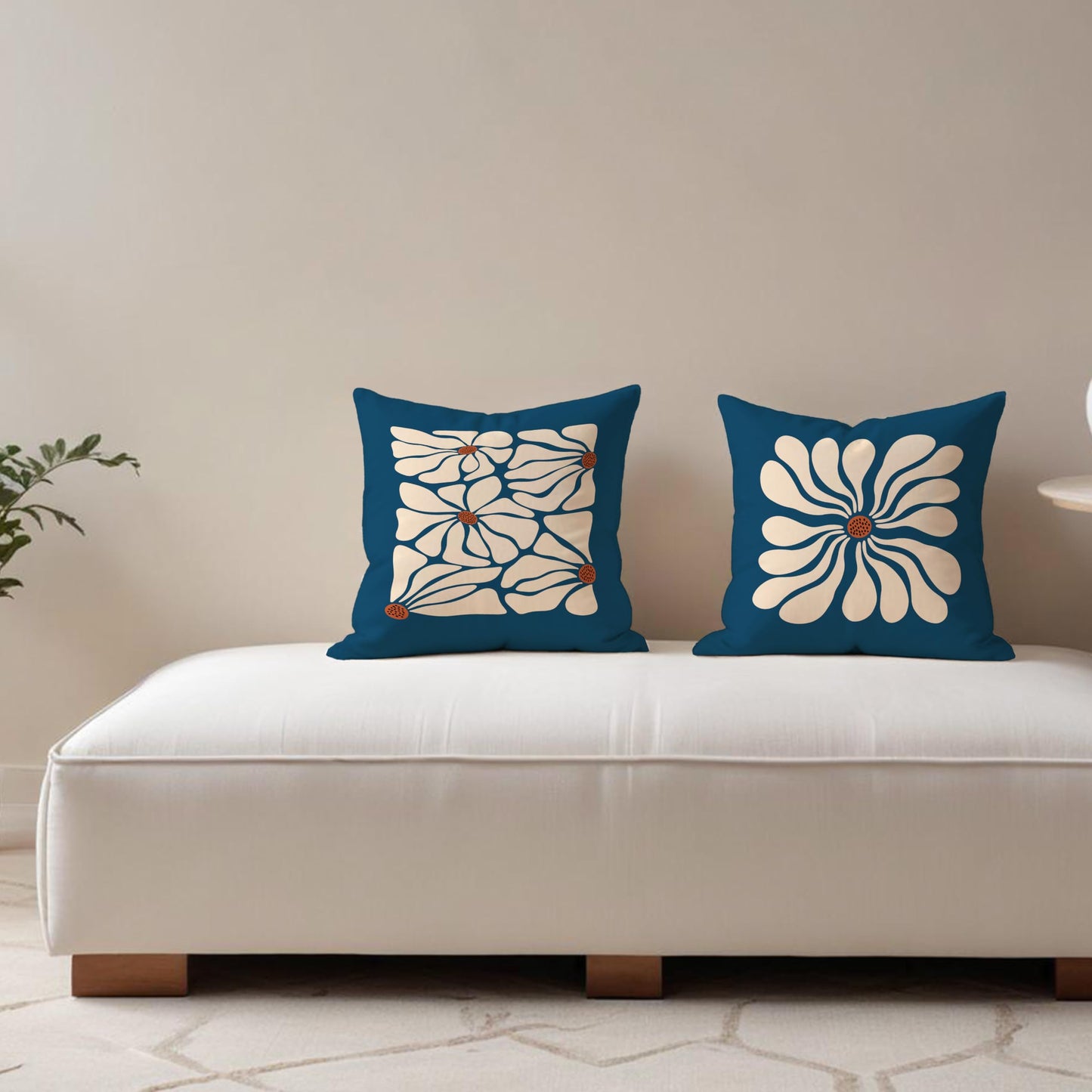 Fuasei Mid Century Modern Pillow Covers 18x18, 70 Retro Boho Hippie Beige Flower Decorative Pillow Covers for Bedroom Living Room Decor, Eclectic Pillow Covers, Mid Century Modern Decor, Set of 2