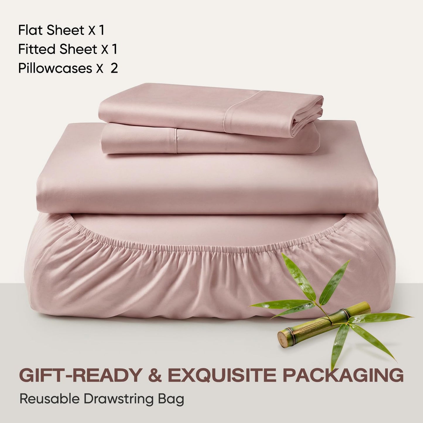TWK Real 100% Viscose Derived from Bamboo Sheets Set King Size, Cooling & Silky Soft for Hot Sleeper, Luxury with Breathable & Moisture Wicking Fabric, 18" Deep Pocket with Corner Straps (Sand, King)
