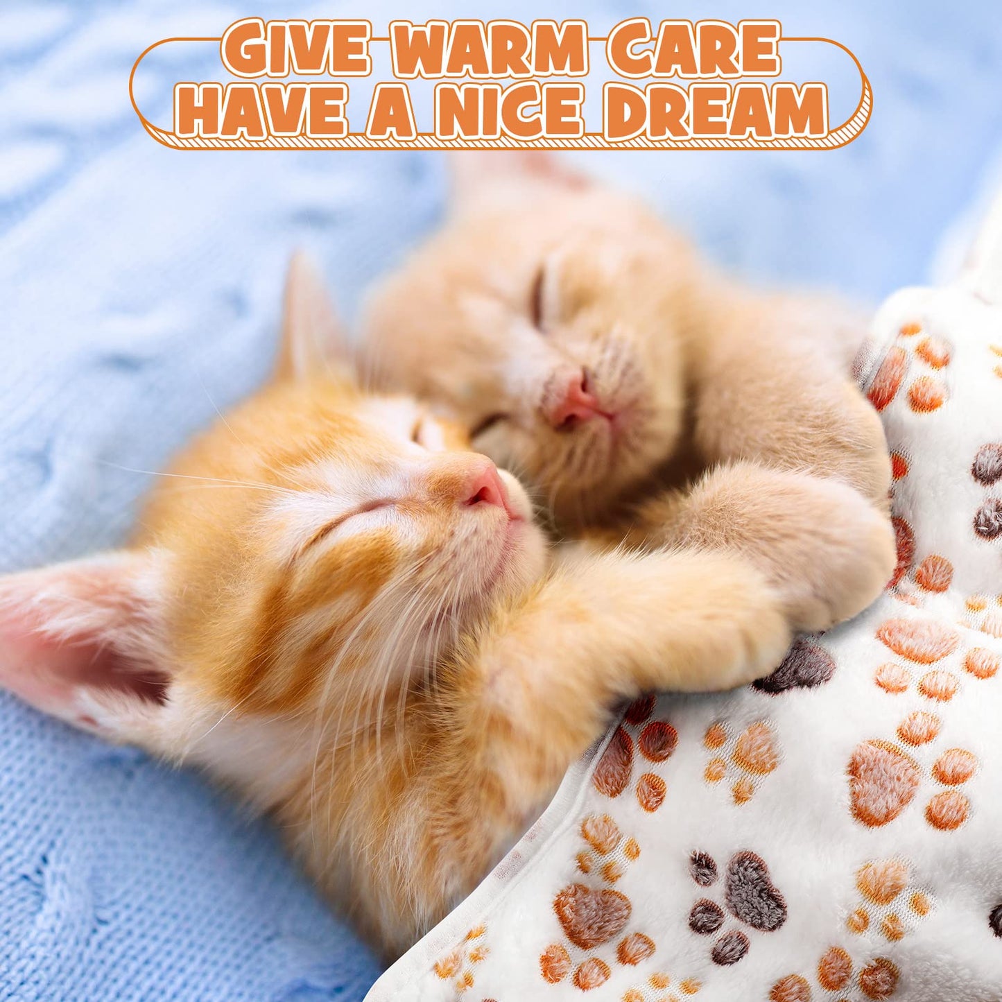 Tegeme 12 Pcs Pet Blankets 23 x 16 Inch Soft Fluffy Fleece Dog Cat Warm Paw Print Pattern Blankets Flannel Throw for Pets Dog Puppy Cat(White)