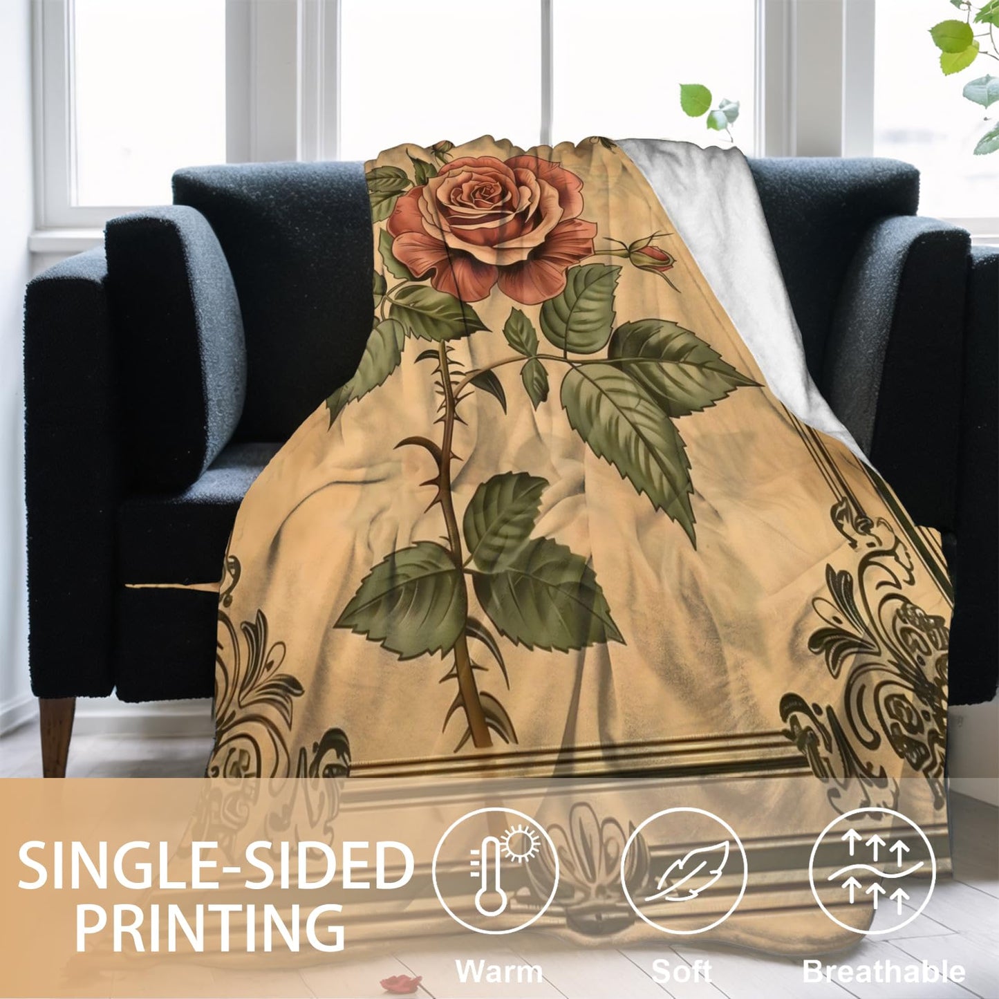 qxfqxf Gothic Skull Blanket Lightweight Blankets Gifts for Women Flannel Throw with Skeleton Couple Holding Rose Under Moonlight Printed for Sofa, Bed, Office, Goth Halloween Decor Throws 60x50 Inch