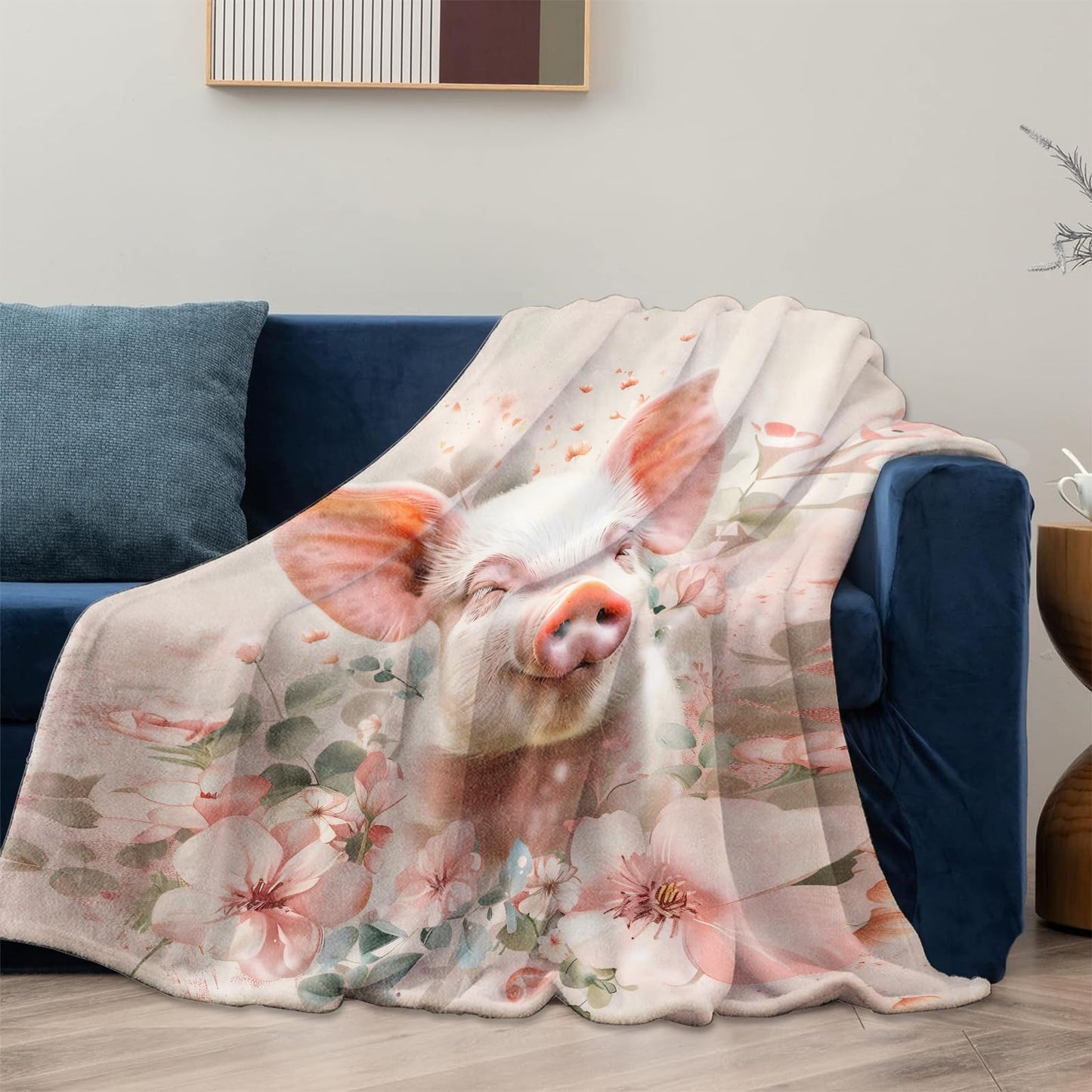 Mounidso Pig Blanket, Animals Theme Flannel Blanket Gifts for Women, Soft Warm Lightweight Pig Blankets for Living Room Home Sofa Travel Decor 50" x 60"