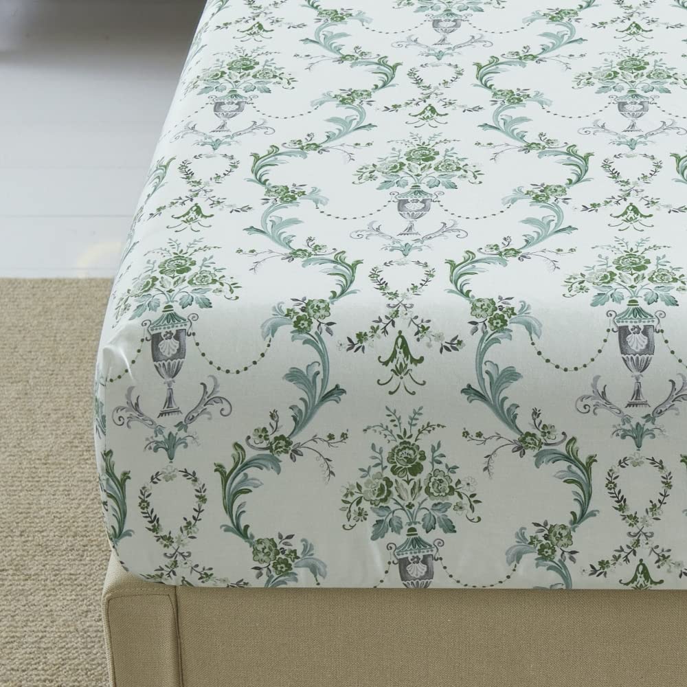 DAUAOTO 100% Cotton Sheets Set Twin Size Printed Bedding Sets, Up to 14" Deep Mattress, Botanical Vines Pattern Bedlinen Set, Green