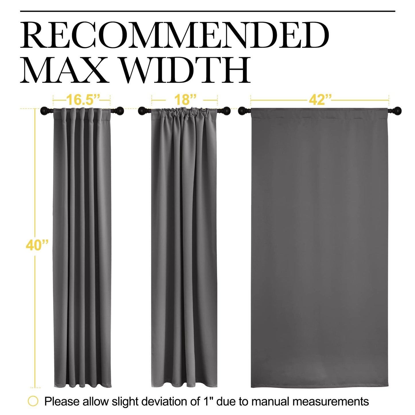 NICETOWN Blackout Window Curtains for Camper - (Grey Color) 42x40 Inch, 2 Panels Set, Thermal Insulated Room Darkening Blackout Drapes/Draperies with Rod Pocket & Back Tab for Loft