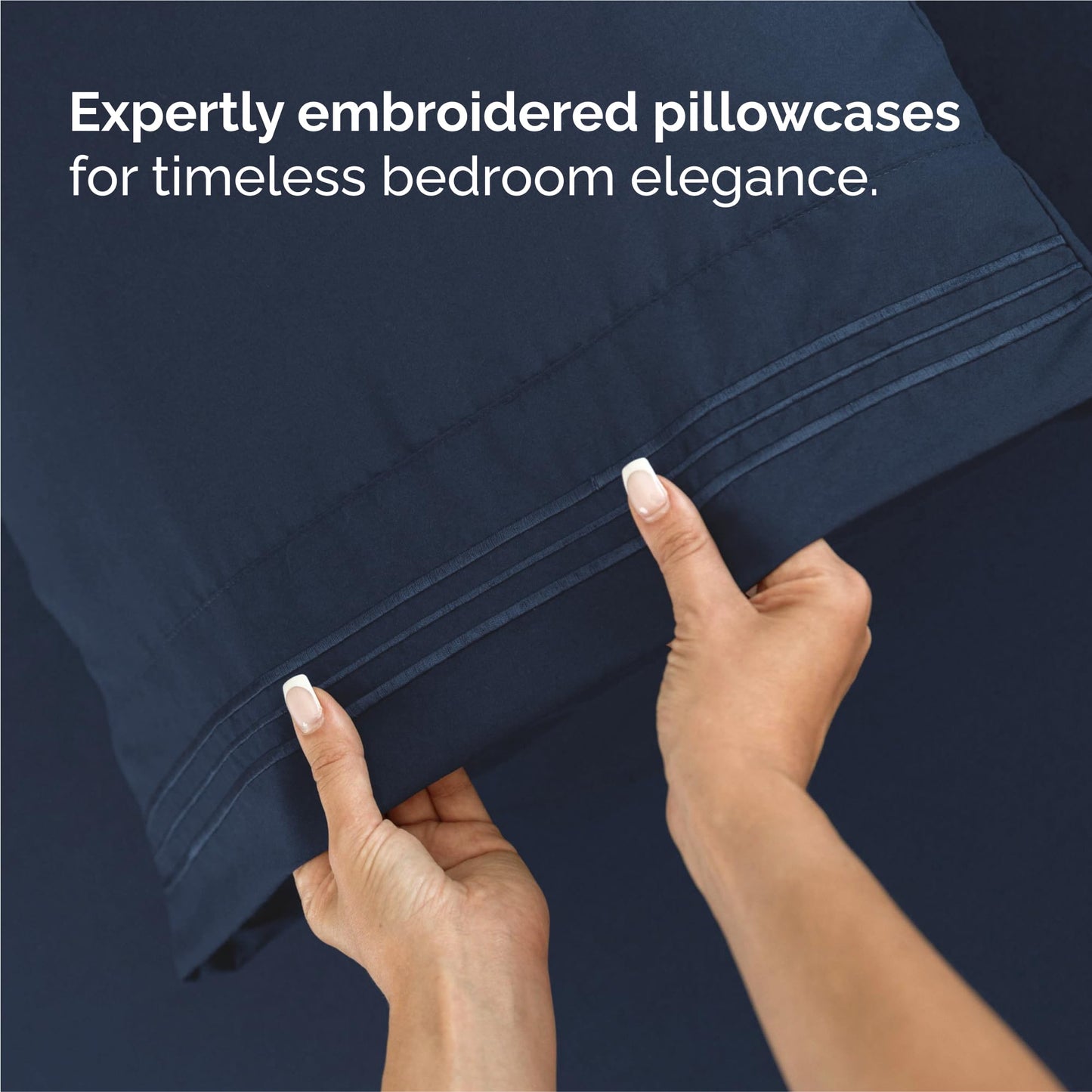 Split King Size 5 Piece Sheet Set - Comfy Breathable & Cooling Sheets - Hotel Luxury Bed Sheets for Women & Men - Deep Pockets, Easy-Fit, Soft & Wrinkle Free Sheets - Navy Blue Oeko-Tex Bed Sheet Set