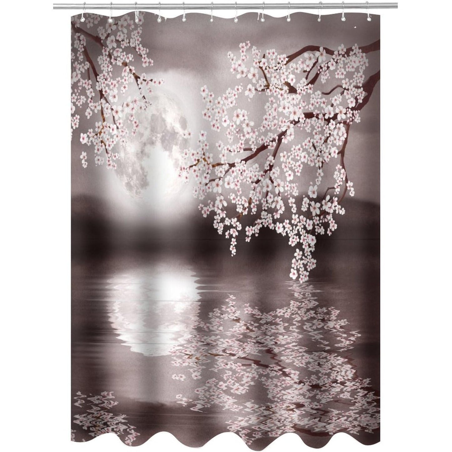 DDCBNS Japanese Cherry Blossom Shower Curtains,Pink Flower Nature Landscape Print Shower Curtain for Bathroom Decor Asia Oriental Theme Fabric Waterproof Upholstery Hook 66x72inch