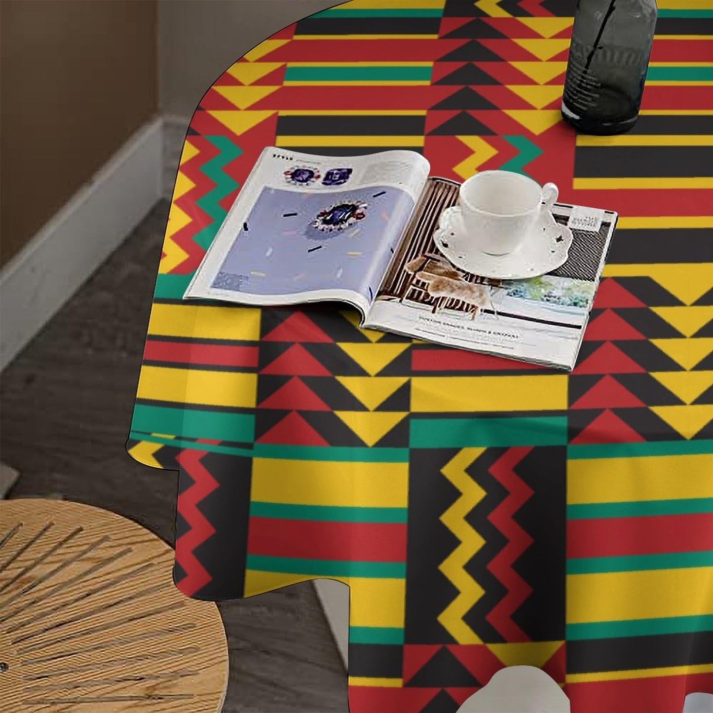 African Tablecloth,Juneteenth Kwanzaa African American Party Table Cloth for Dining Kitchen Decor Round 36x36in