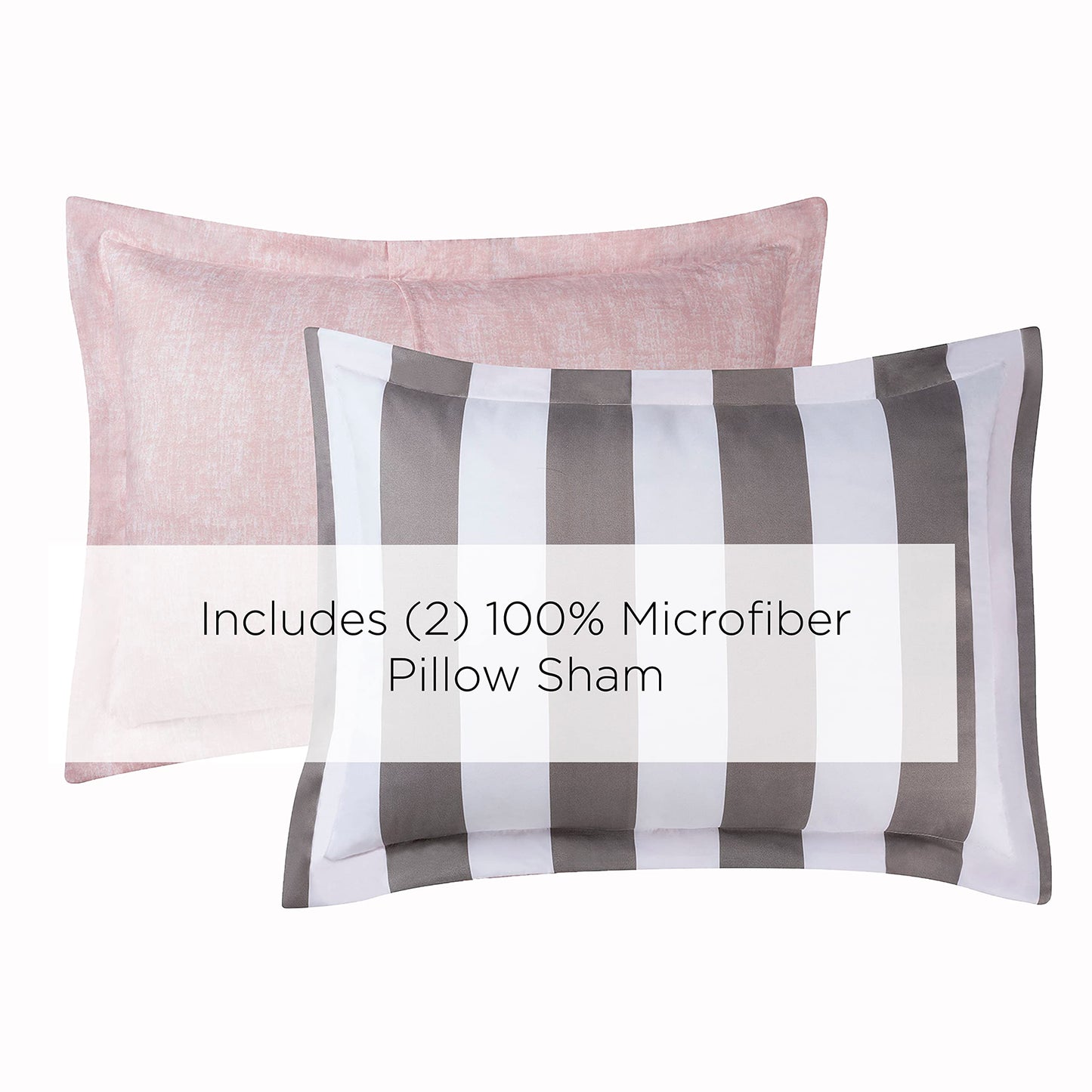 Juicy Couture JYZ012630 Cabana Stripe 6-Piece Reversible Set, Queen Grey/White
