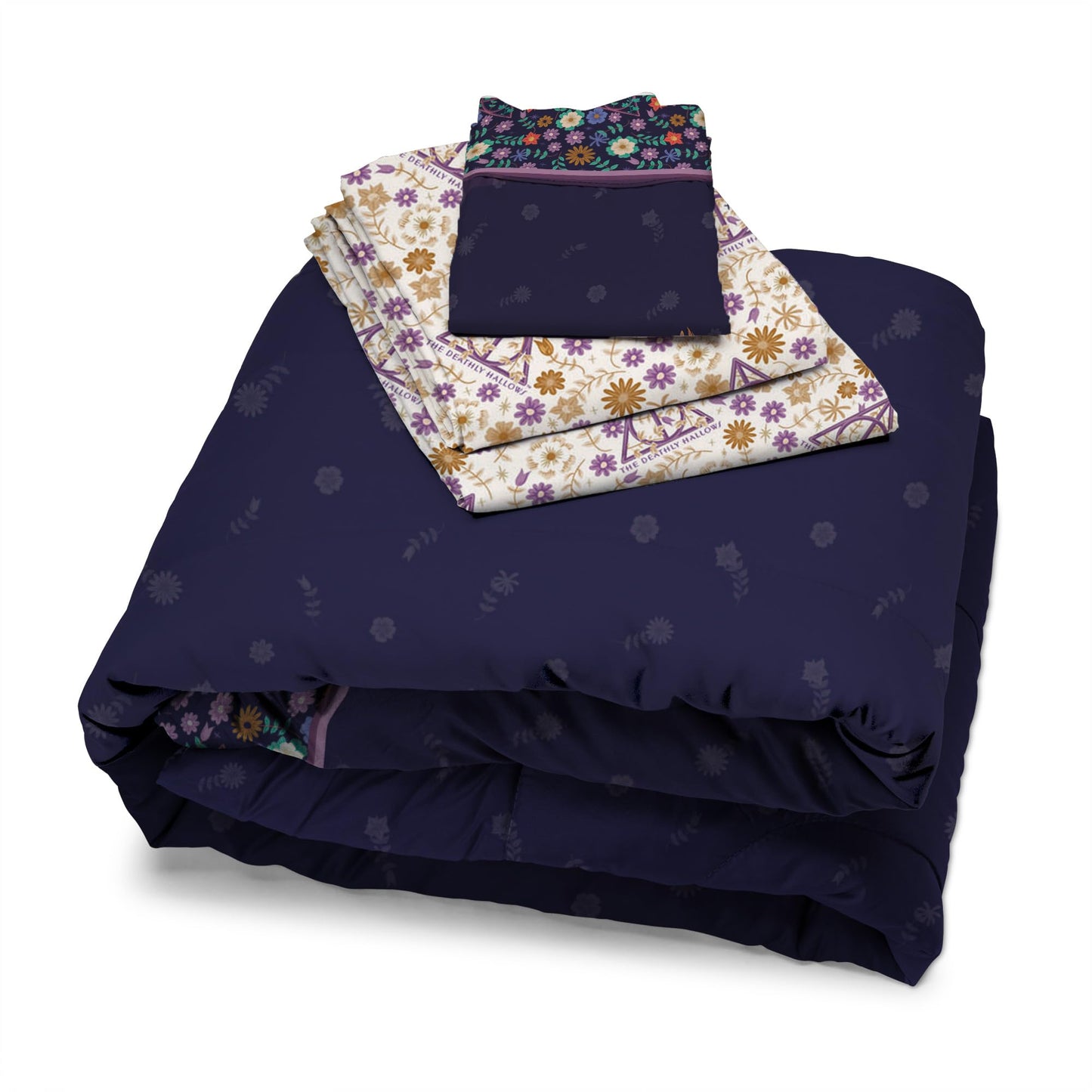 Northwest Harry Potter Botanical Wizardry 4 Piece Twin Bed in a Bag Set, Bedding Set with Comforter and Sheets, Soft and Cozy for All Seasons
