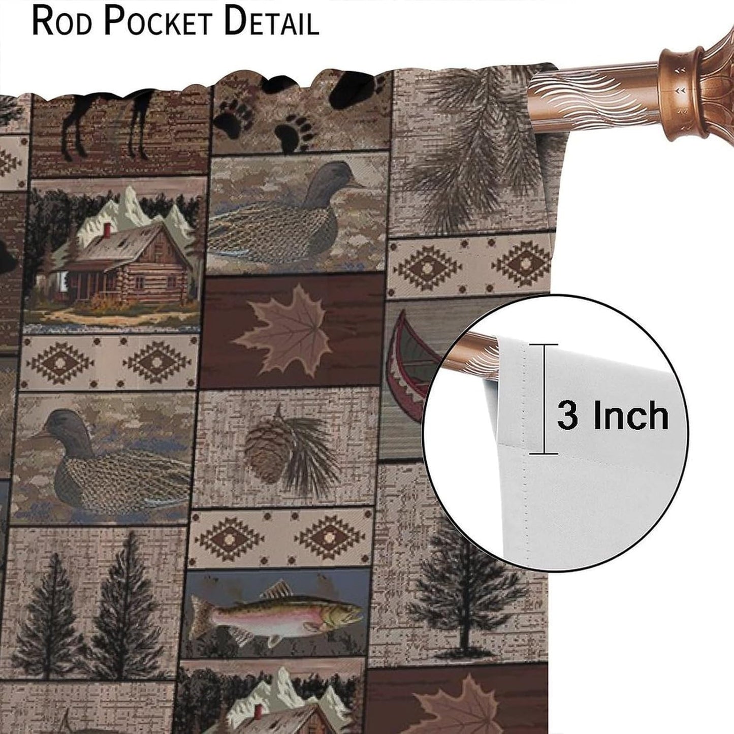 SHElifestyle Rustic Moose Deer Curtains, Retro Rustic Cabin Cottage Elk Pine Lodge Country Style Farmhouse Blackout Windows Door Curtain for Bedroom Living Room 42x45in