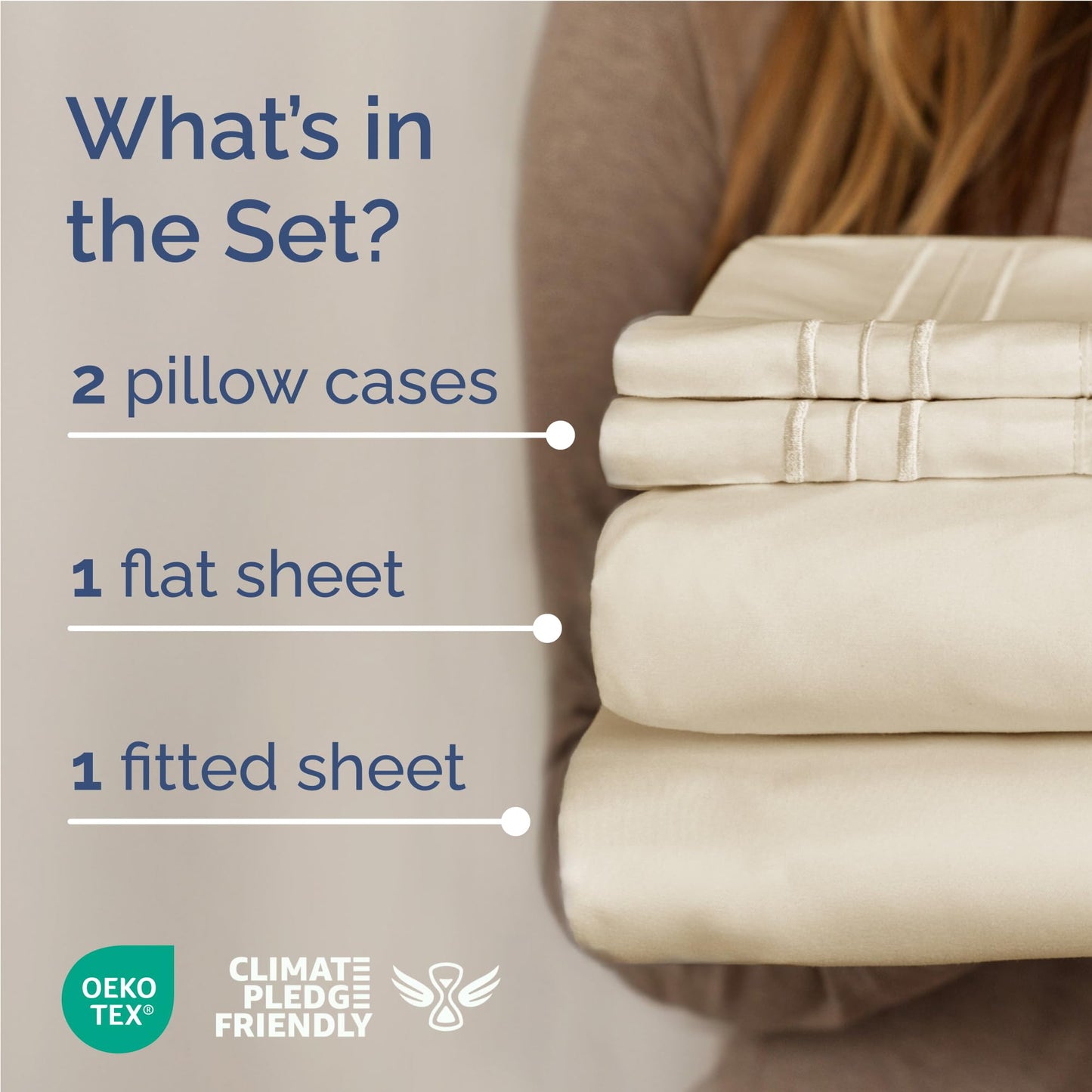 Full Size 4 Piece Sheet Set - Comfy Breathable & Cooling Sheets - Hotel Luxury Bed Sheets for Women & Men - Deep Pockets, Easy-Fit, Extra Soft & Wrinkle Free Sheets - Off White Oeko-Tex Bed Sheet Set