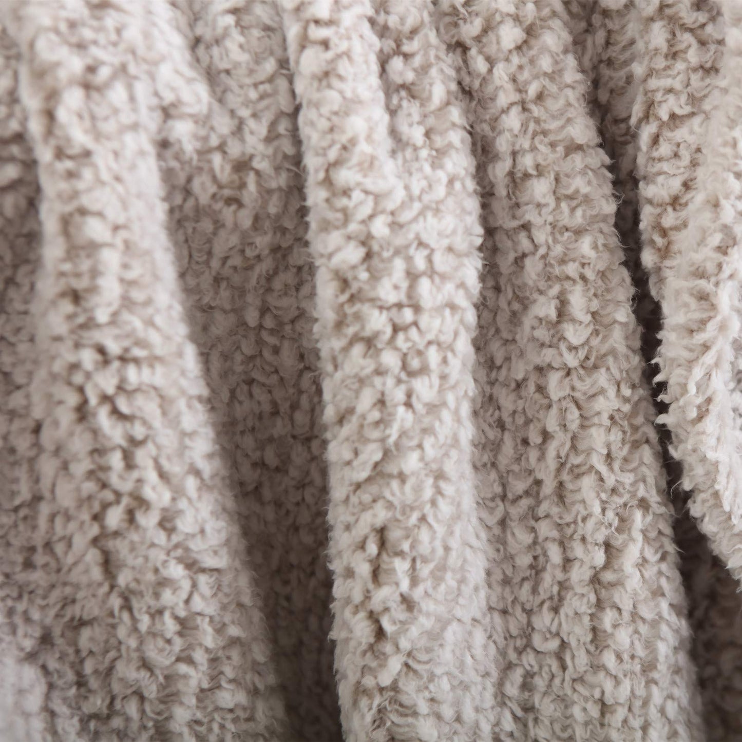 Ultra Soft Cozy Sherpa Throw Blanket with Tassel, Light Weight Warm Decorative 2 Tones Ombre Light Brown Pattern Reversible Boho Style Blanket for Sofa, Couch, Bedroom,Travel, 50”x60”