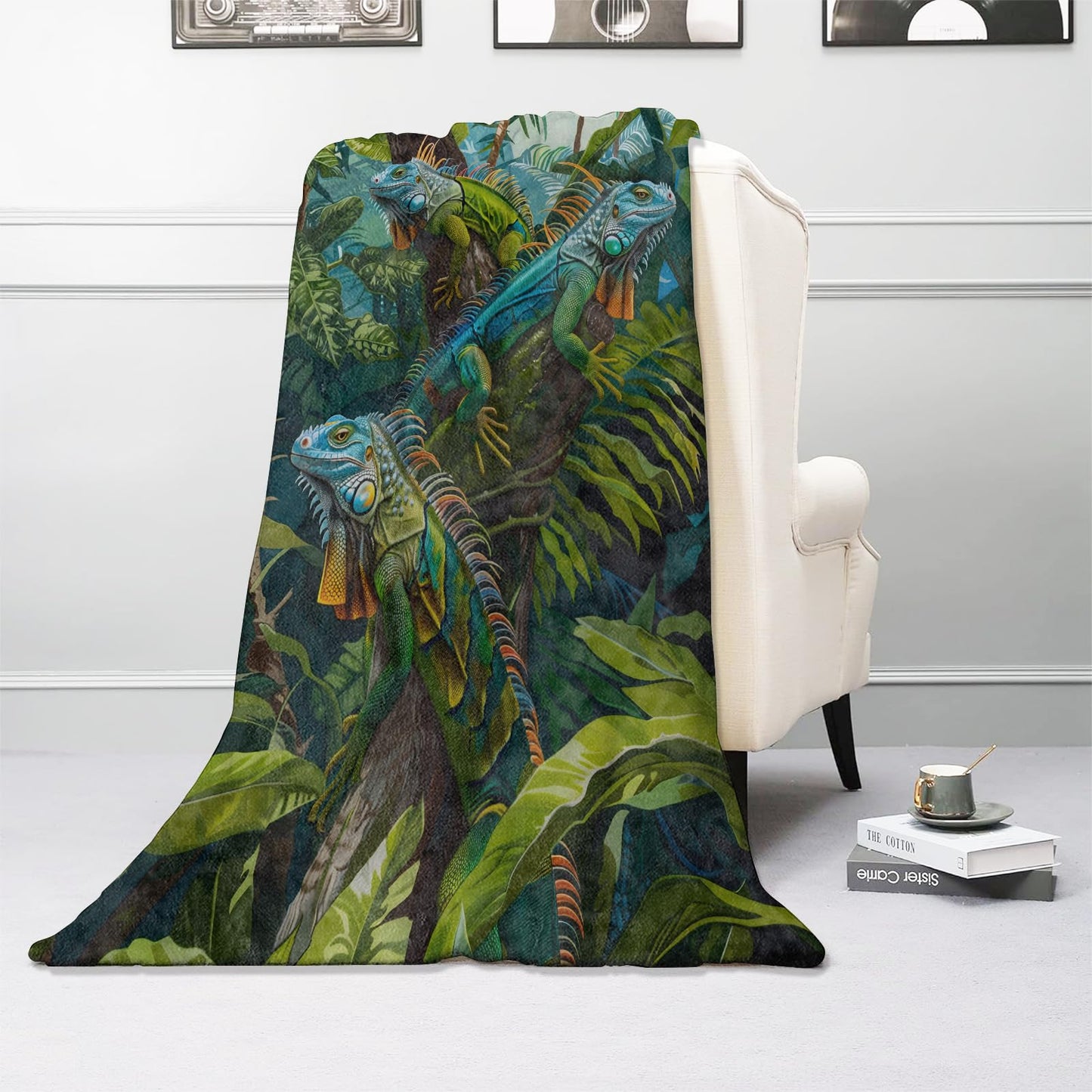 Kibue Lizard Theme Blanket Warm & Cozy Flannel Throw Blanket - Soft Lightweight Plush Blankets for Travel, Sofa, Bedroom, Office, Home Decor - Gifts for Adults Kids Women 60"×50"