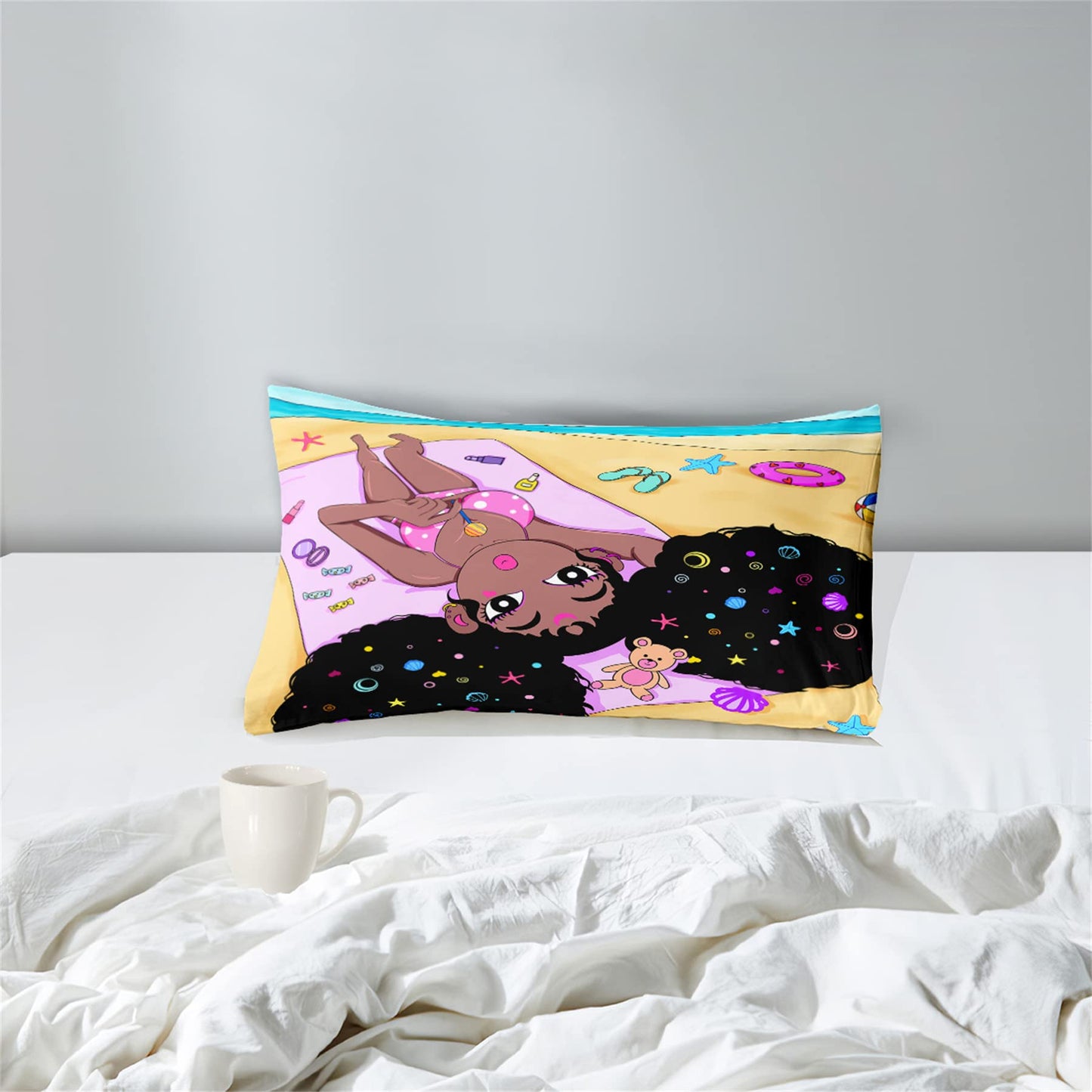 CAFCIOYG African Black Girls Comforter Set Twin African American Black Girls Bedding Set for Bedding Bedroom, All Seasons, 1 Comforter with 1 Pillowcase