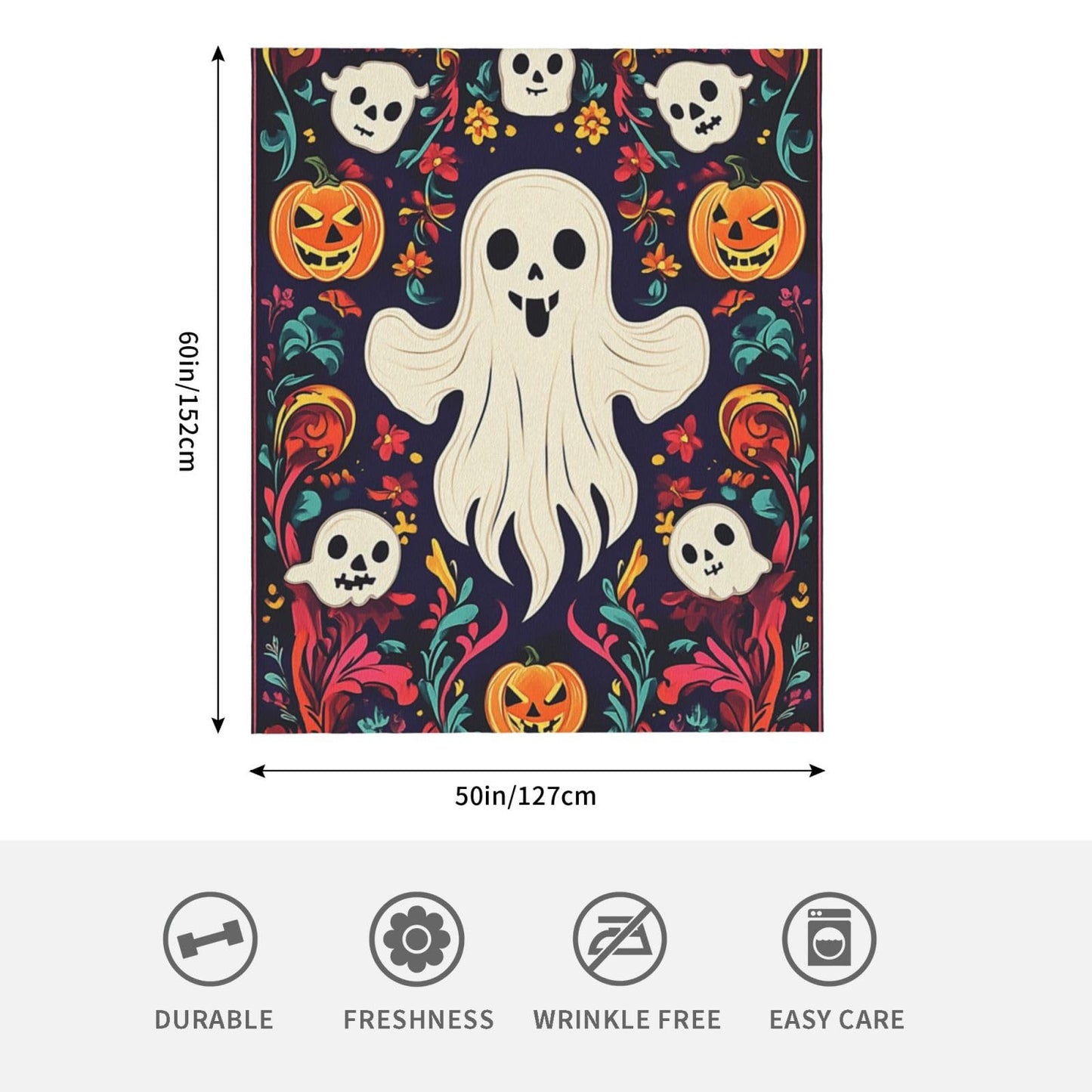 CDSASHCA Spooky Ghosts Flannel Blanket,Cute Design with Floating Phantom Print,Ultra-Soft Fleece for Festival Party Cozy Vibes，Suitable for Sofa,Bed and Office Decoration，Gifts for Friends 50X60 Inch