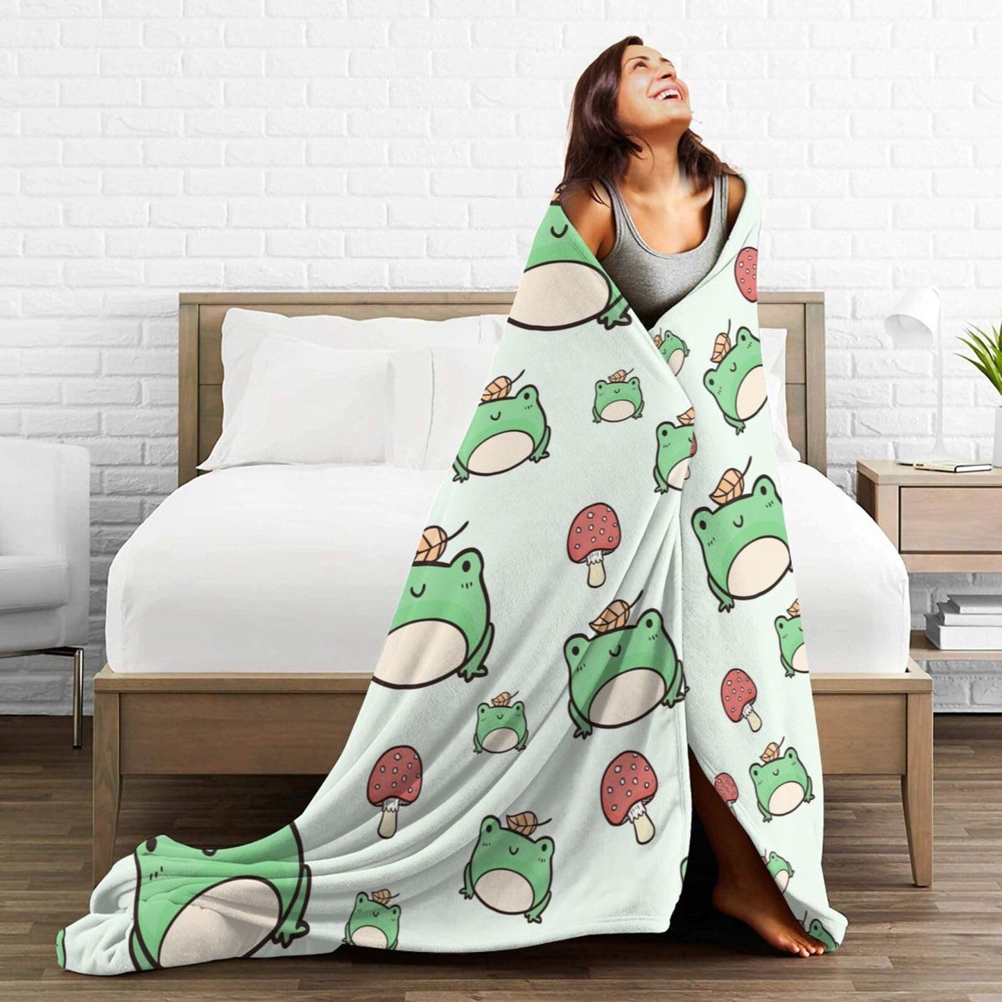 Ngzhyad Cute Frog Blanket Warm Cozy Flannel Fleece Throw Blanket Gifts for Kids Girls Boys for Car Sofa Couch Bed Decorative 80"X60"