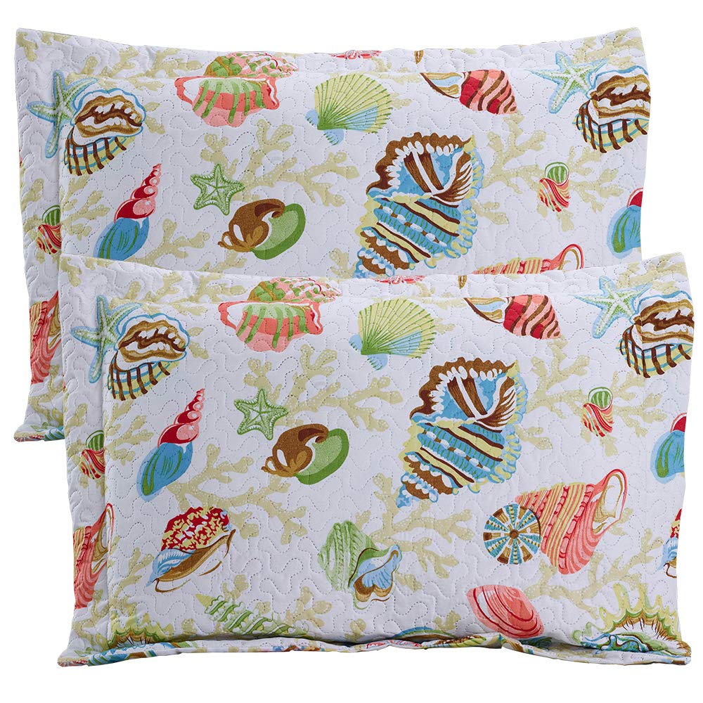 Quilt Set King Size Beach Bedding King Bedspread Coverlet Coastal Ocean Quilt Summer Lightweight Bedspread Beach Quilt Bed Spread Starfish Conch Decor Soft Home Reversible Bedding