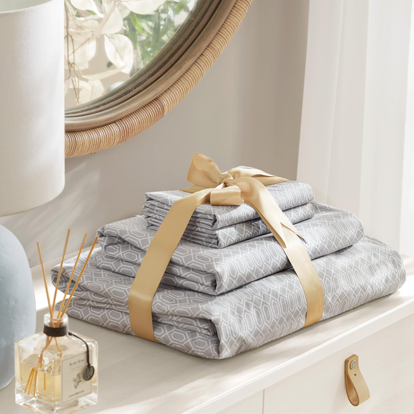 Comfort Spaces 100% Cotton Sheet Set Breathable, Lightweight, Soft with 14" Elastic Pocket Fits up to 16" Mattress, All Season Cozy Bedding, Matching Pillow Case, Cal King Diamond Taupe 4 Piece