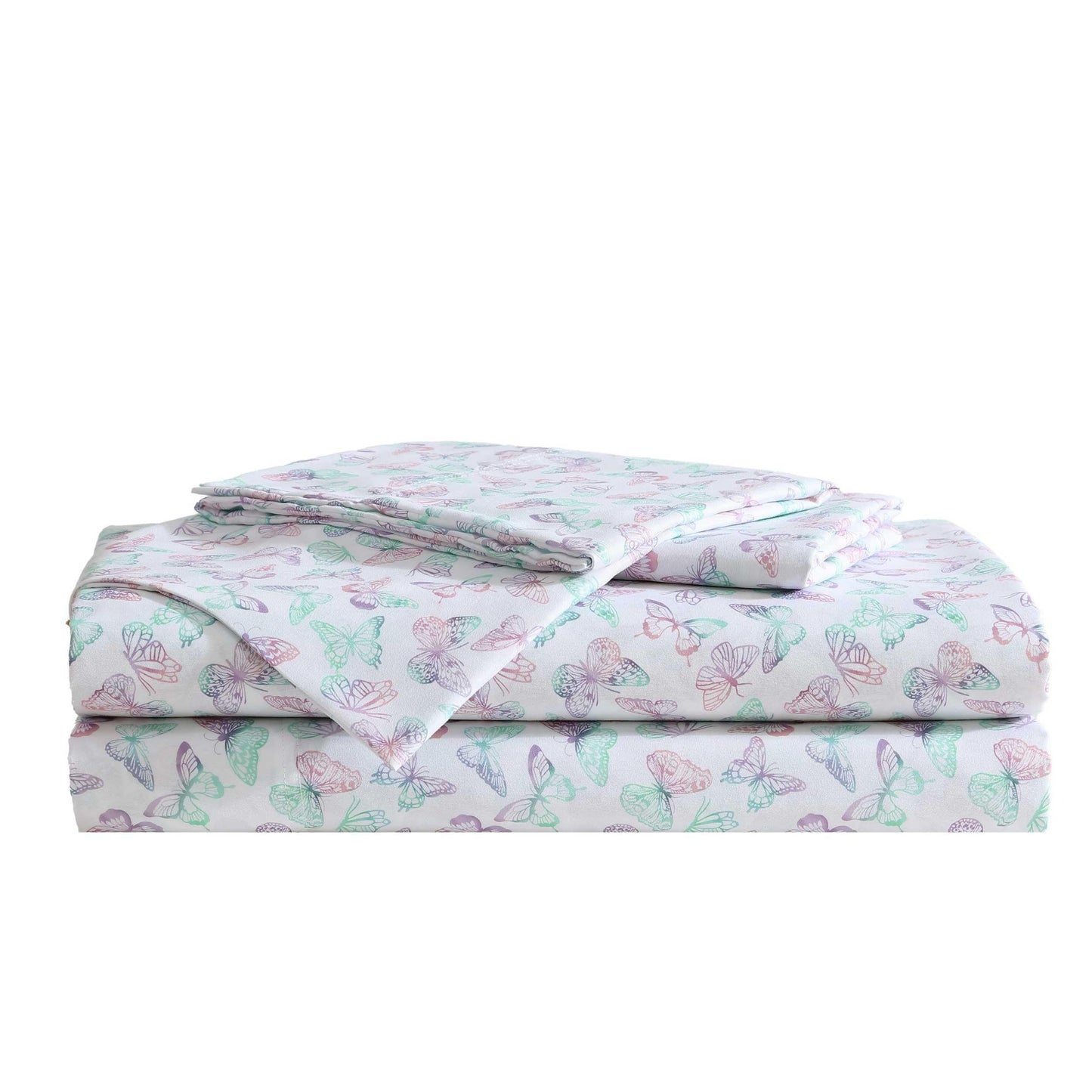 Betsey Johnson - Queen Bed Sheets, Fade & Wrinkle Resistant Bedding Set with Matching Sham(s), Soft & Lightweight Bedding Essentials (Butterfly Rainbow Purple, Queen)