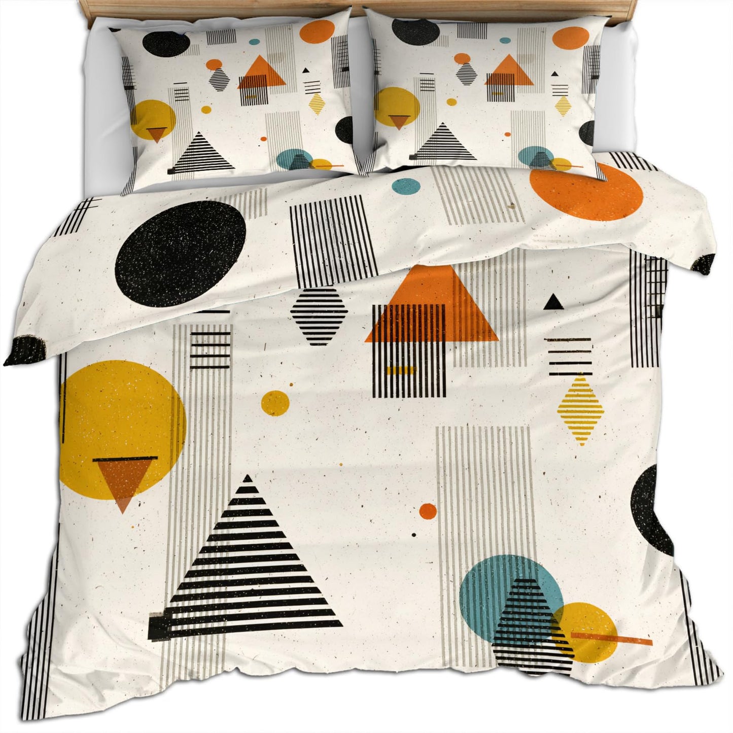 QINYUN Middle Ages Abstract Duvet Cover California King, Retro Beige Bedding Set 3 Piece Bedroom Decor Modern Minimalism Patterned Comforter Cover with Zipper Ties & 2 Pillowcases
