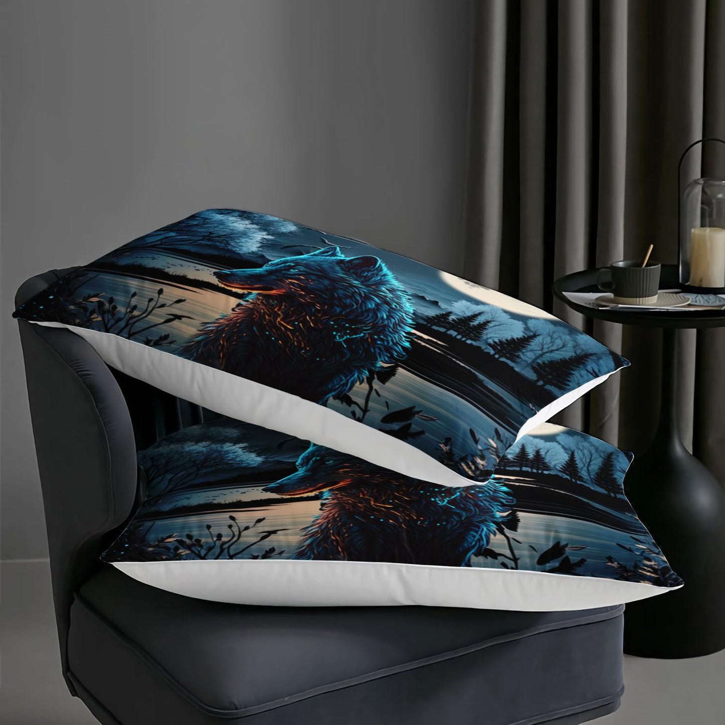AILONEN Wolf Comforter Set - Queen Size, Boys Wild Animal Bedding Set, Safari Wolf Printed Duvet Set - 3 Pieces, 1 Quilt and 2 Pillowcases