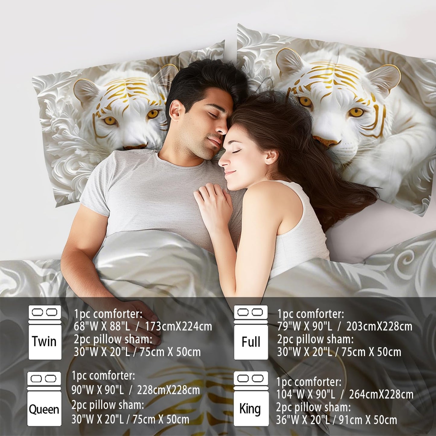 llyxsesty White Tiger Comforter Set Queen for Boys Relief Sculpture Bedding Set Teen Boys Animal Comforter Queen Quilt Girls Tiger Bedroom Decor African Animal Bedding White Lion Home Decor