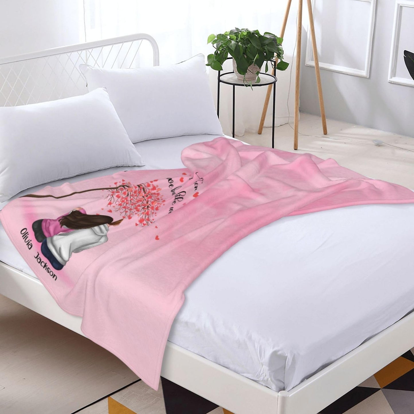 BHSHOH Personalized Couple Blanket for Girlfriend Boyfriend Pink Love Custom Anniversary Blanket Gifts for Husband Wife Wedding Valentine’s Day Gifts Man Woman Throw (13)