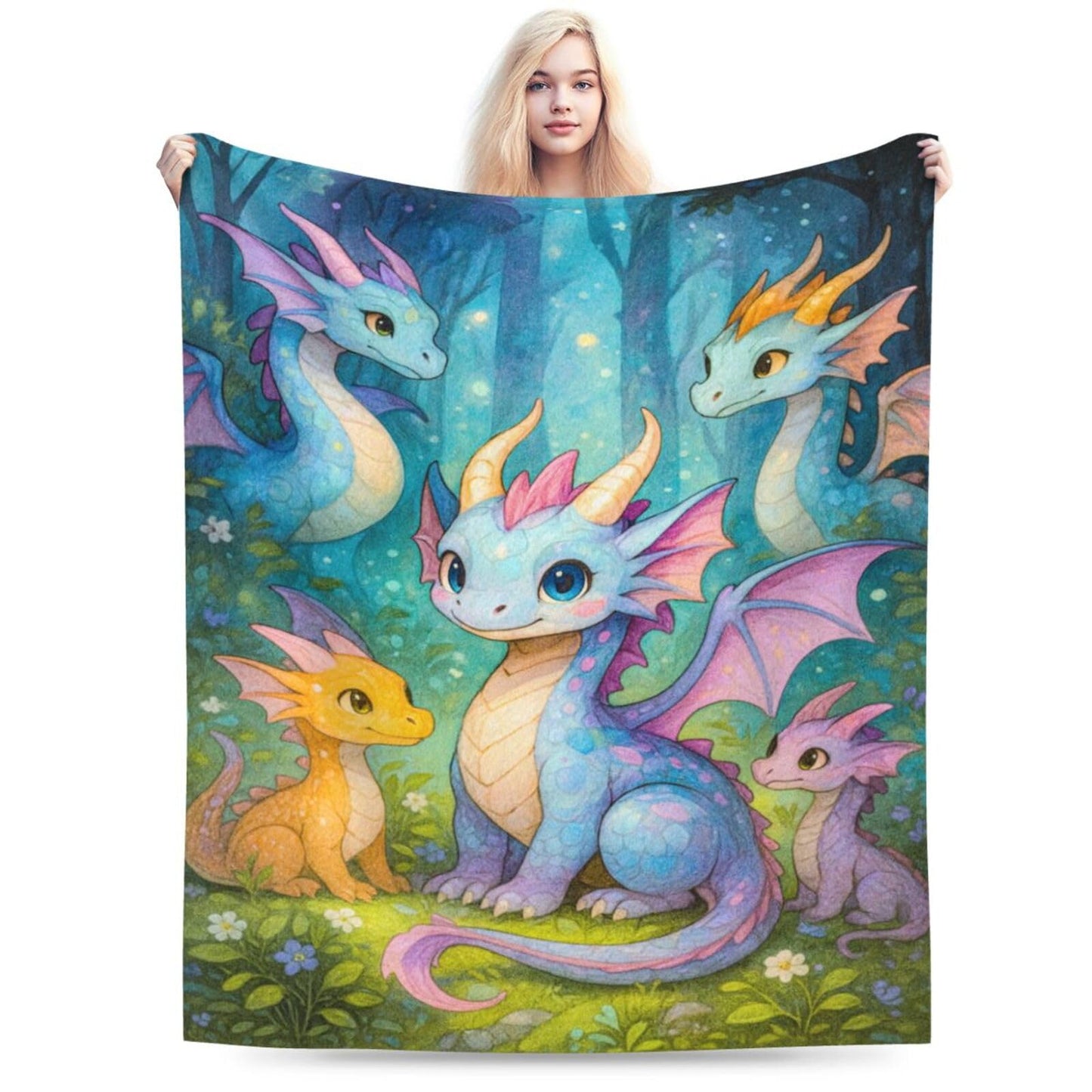 Dragon Blanket Cartoon Western Dragon Throw Blanket Fuzzy Plush Super Fleece Plush Soft Cozy Warm Stuff Bedding Nursery Toddler Baby Blankets Gifts for Boys Girls Kids Adult Men Women 40"X50"