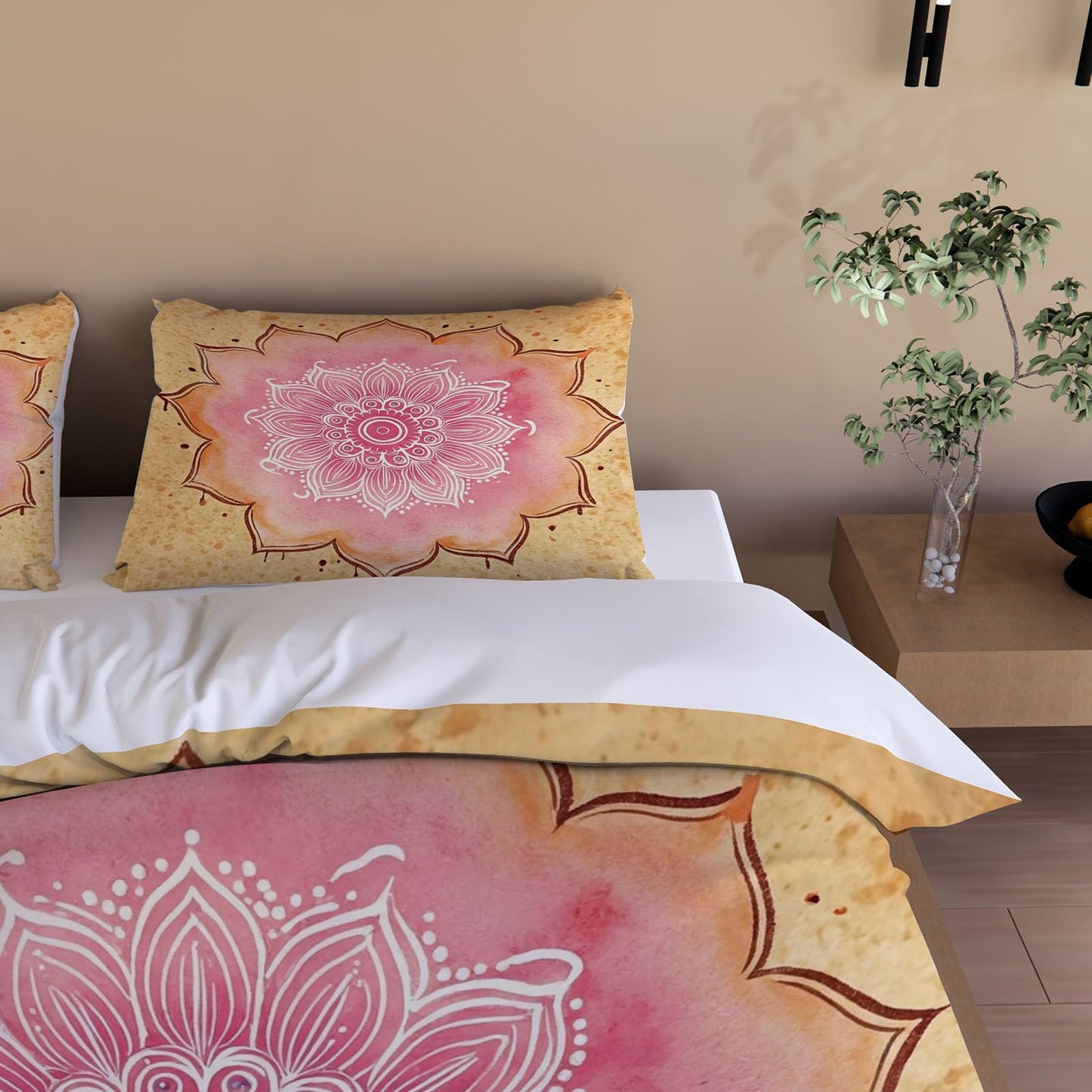 3D Mandala Duvet Cover Queen Size 90x90in Washed Ultra Soft Breathable Microfiber Retro Floral Bedding Set Zipper Closure Comforter Cover 3 Pieces with 2 Pillow Shams(WJT 44-22)