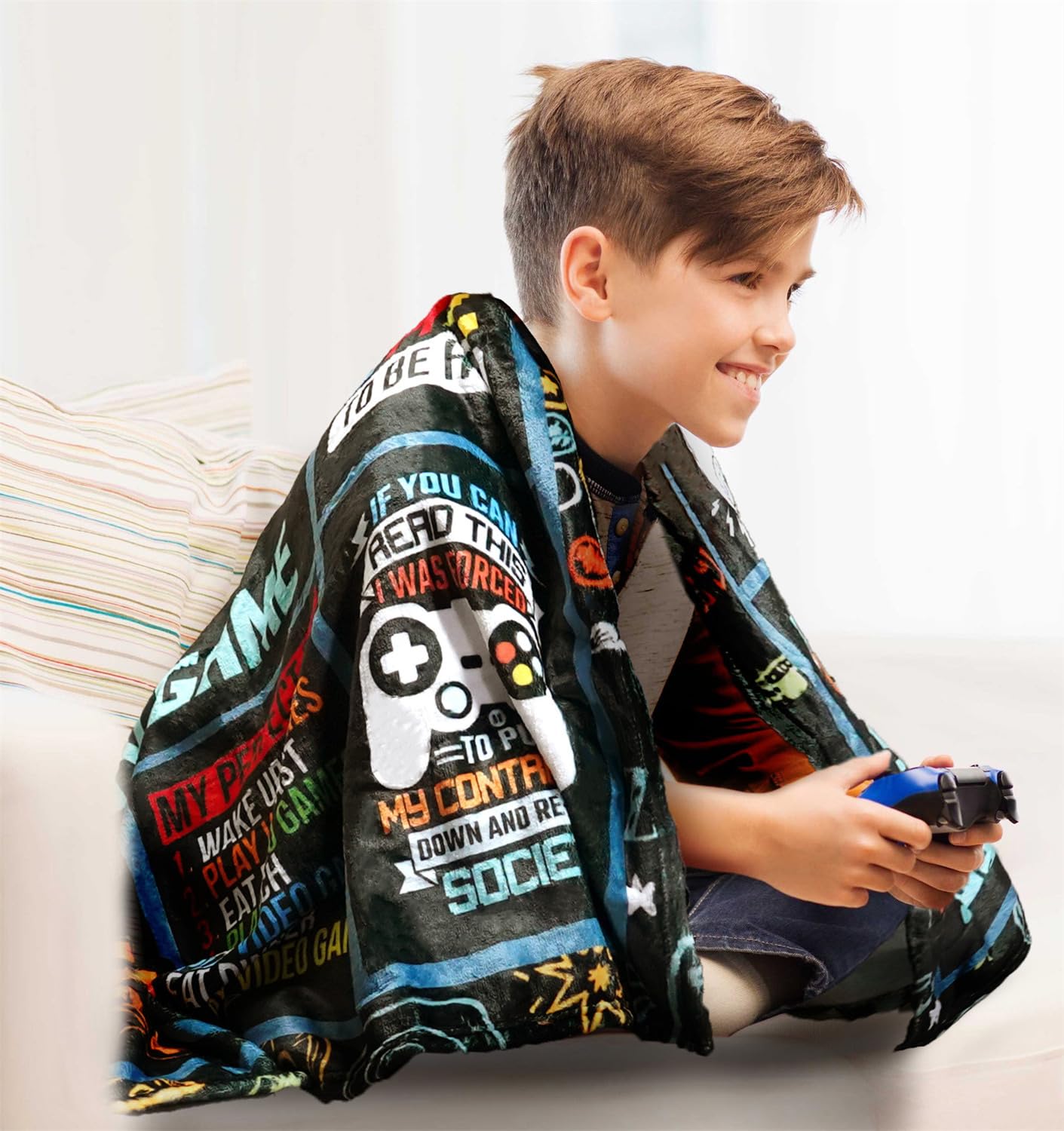 Video Game Gifts: Gamer Soft Comfortable Travel Blanket for Boys & Girls, Game Blankets Present for Kids & Adults, Size 40'x50'