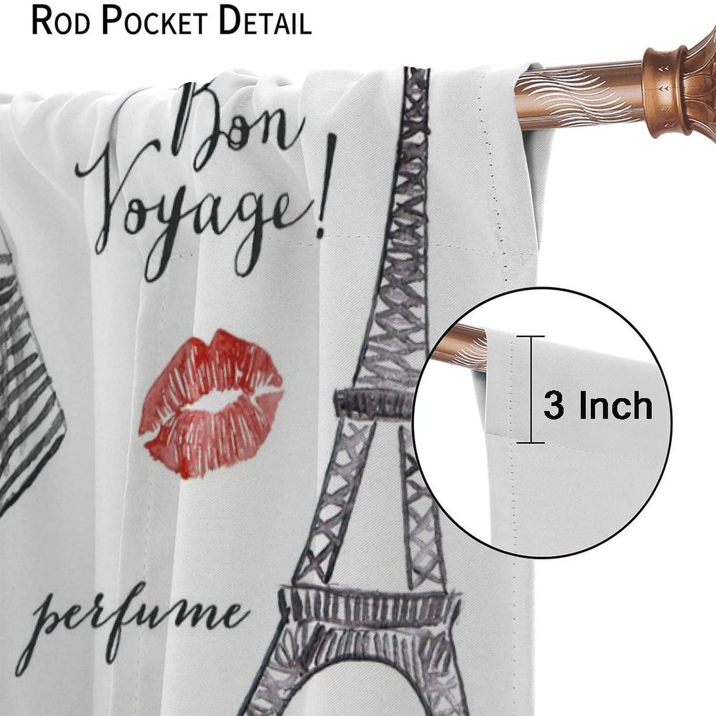 VUMIVI Women's Fashion Curtains Romantic City Eiffel Tower Cosmetics High Heels Dresses Trends Rod Pocket Window Treatments for Bedroom Kitchen Living Dining Apartment Dorms Cafe 42" W X 44.5" L
