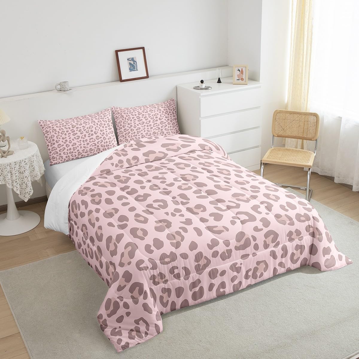 Pink Leopard Skin Comforter Leopard Print Comforter Set For Kids Boys Girls Africa Cheetah Printed Children Bedding Set Ultra Soft Decor Safari Animal Fur Pattern Duvet Set Twin Size Quilt Set