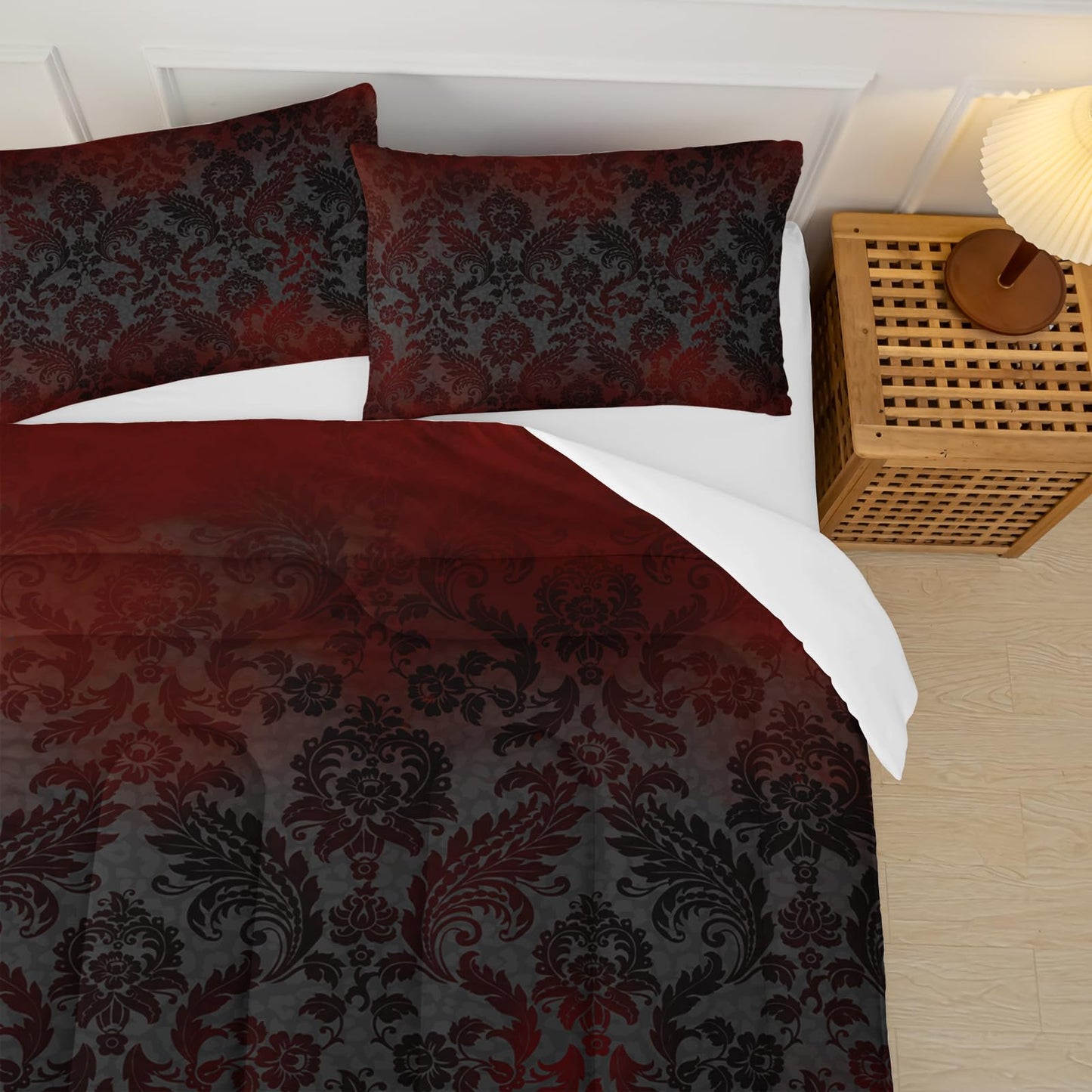 lneffble Paisley Floral Comforter Full Size,Gothic Kids Comforter Set,3Pcs Bedding Set Printed Comforter with 2 Pillowcases,Down Alternative,Soft and Lightweight,for All Seasons