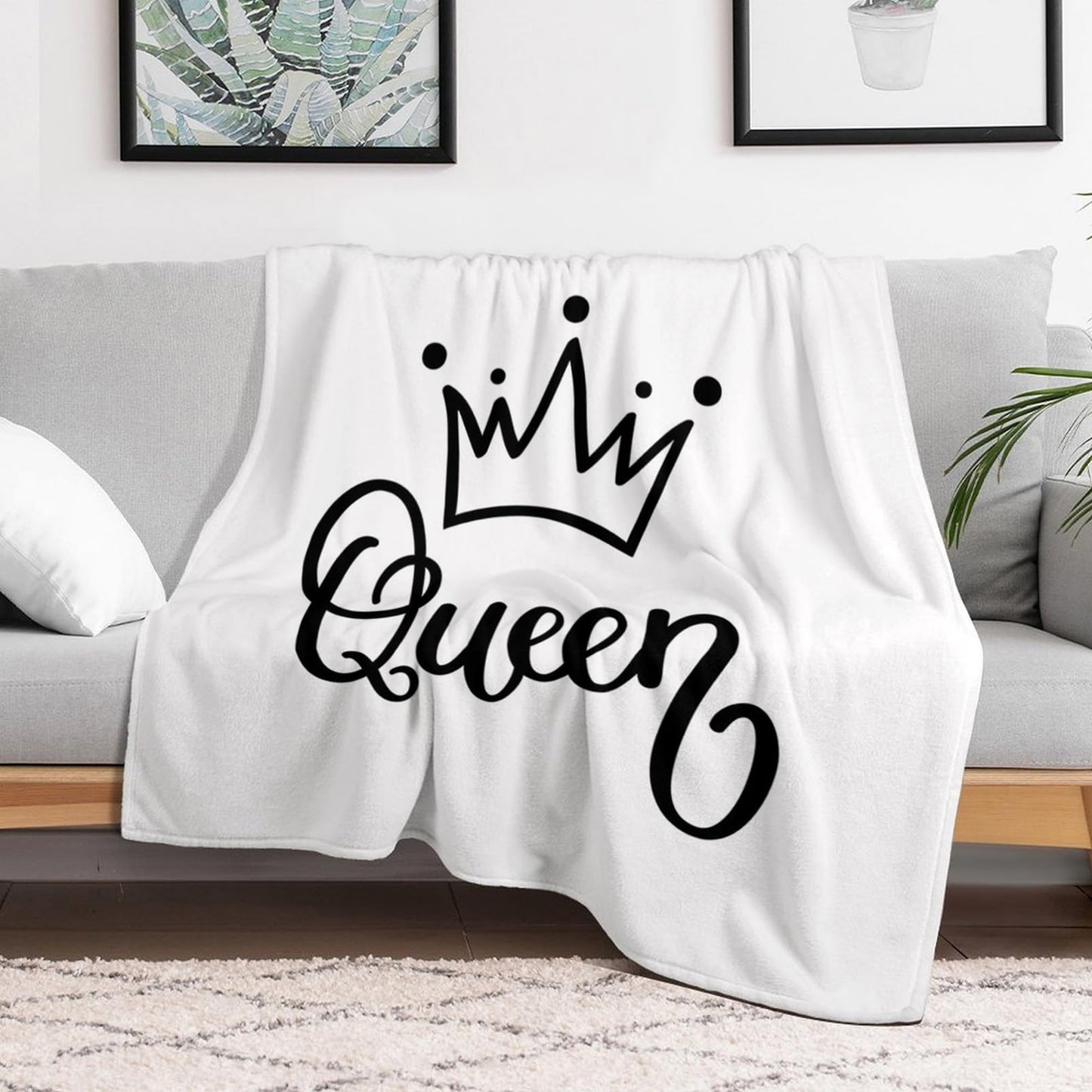 Throw Blanket 50x60 Inch,Funny Queen Crown Cozy Soft Lightweight Fuzzy Flannel Blanket 60x50 Inch Suitable for Couch Bed Sofa Living Room in All Seasons