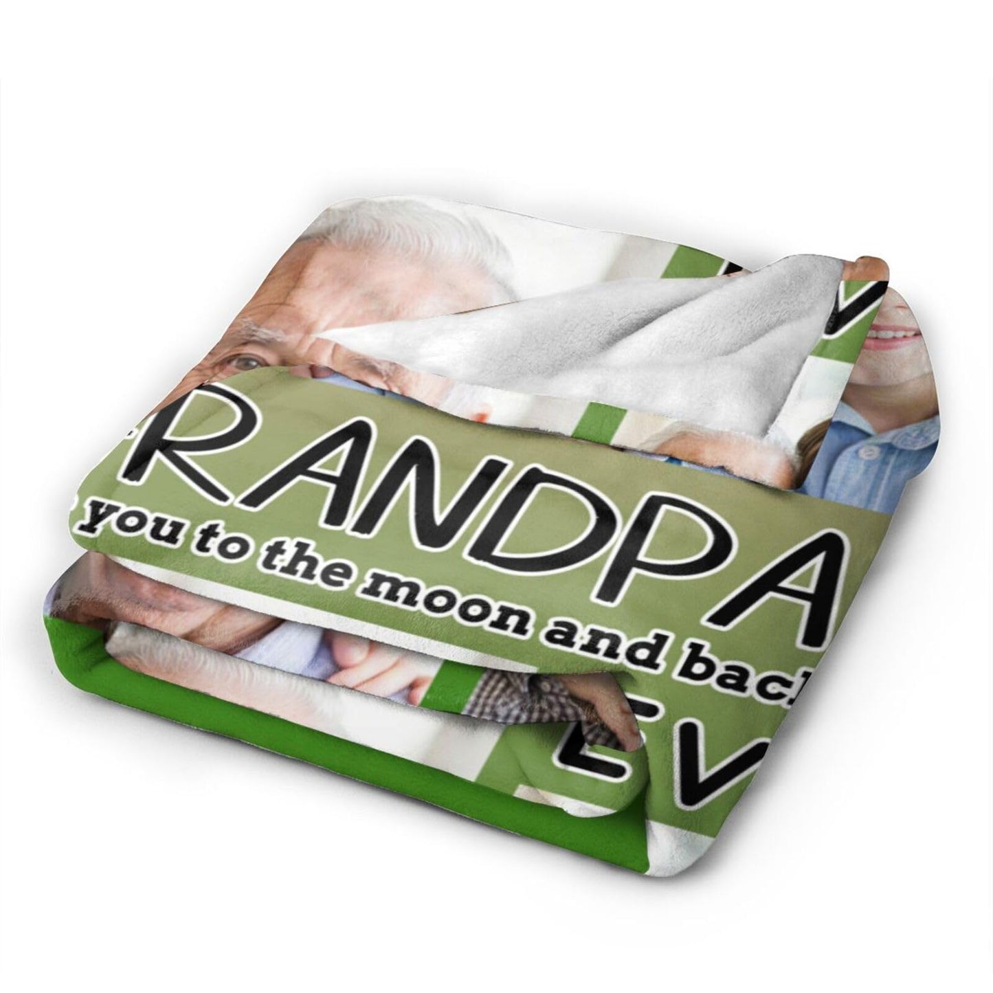 Dewoofly Custom Personalized Photos Flannel Throw Blankets Gift for Your Best Grandpa Ever, DIY Customizable Blanket All Seasons for Birthday Christmas Thanksgiving Presents 60"x50" (Print in USA)