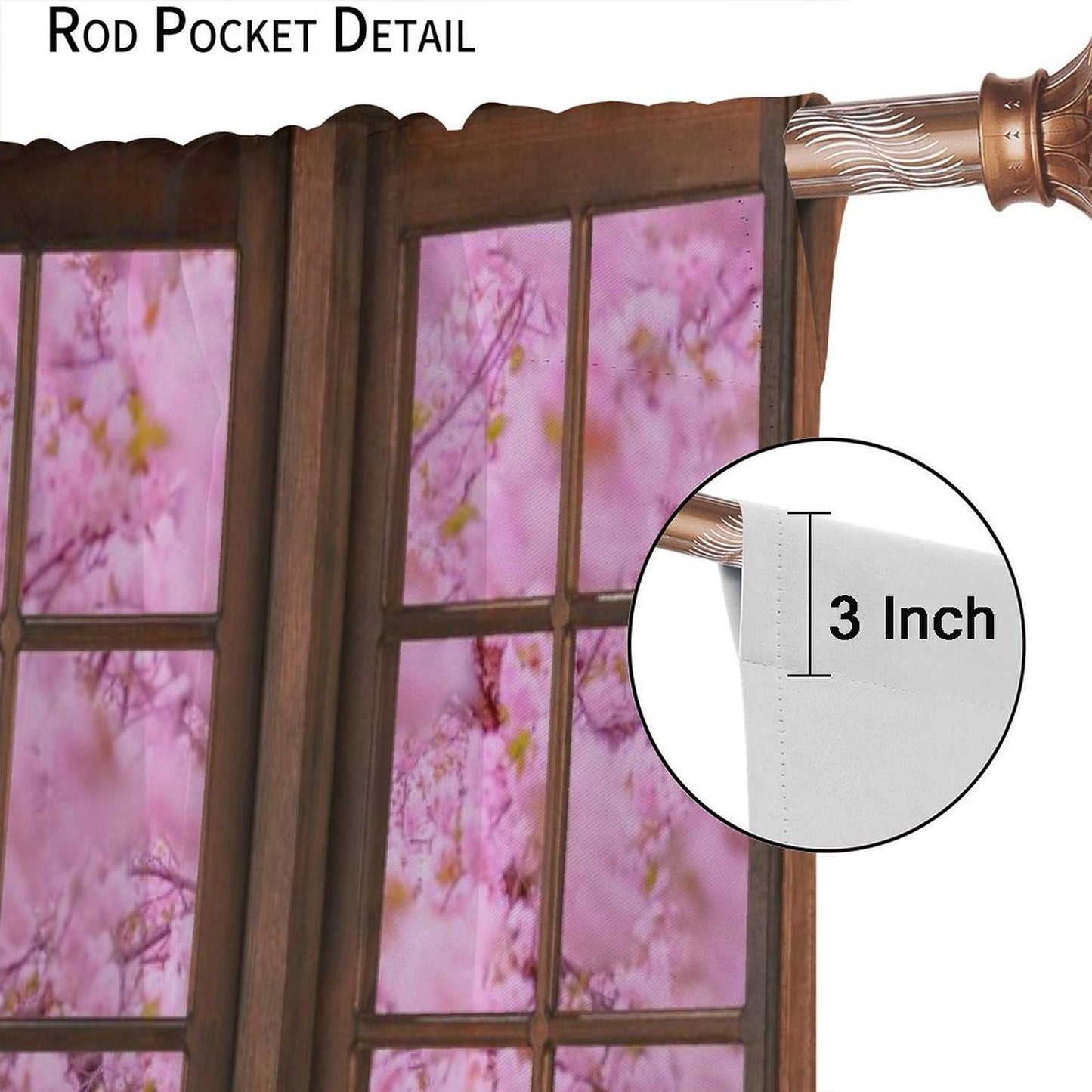 Mchenxin Cherry Blossom Landscape Curtains, Spring Natural Park Scenery Japanese Pink Pink Cherry Blossom Window Drapes Curtains for Farmhouse Bedroom Living Room, 42x45in (No Blackout)