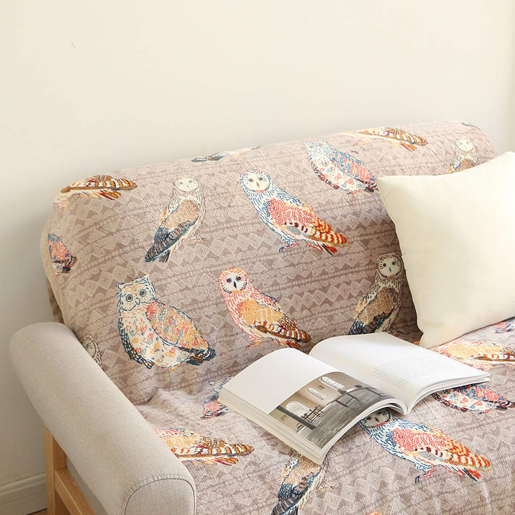 UKELER Flannel Sherpa Throw 80'' x 60''- Cute Colorful Owl Design Soft Plush Flannel Blanket Throws for Bed/Couch/Sofa/Office/Camping