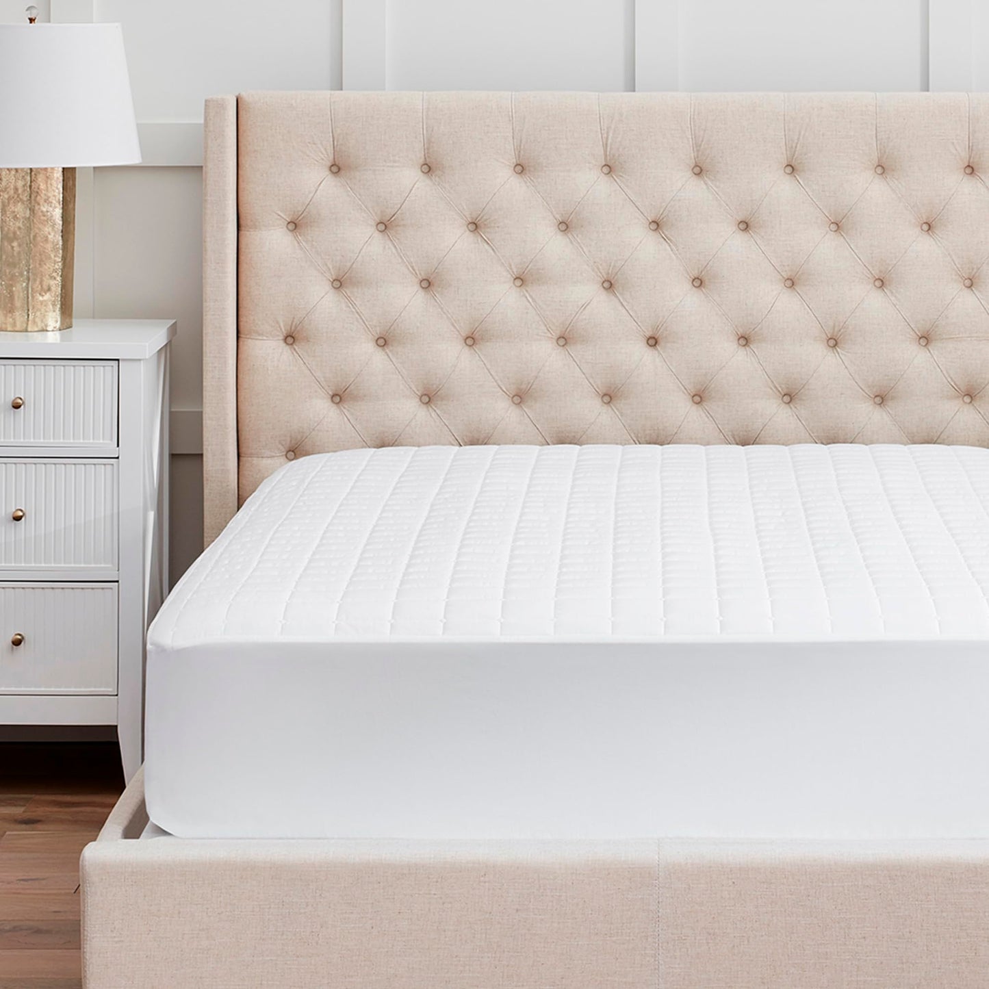 Boll & Branch Mattress Protector - California King Size, White Cover - 1 Fitted Protector Included -Padded Fill, Soft, and Breathable - Hypoallergenic and Safe for Sensitive Skin