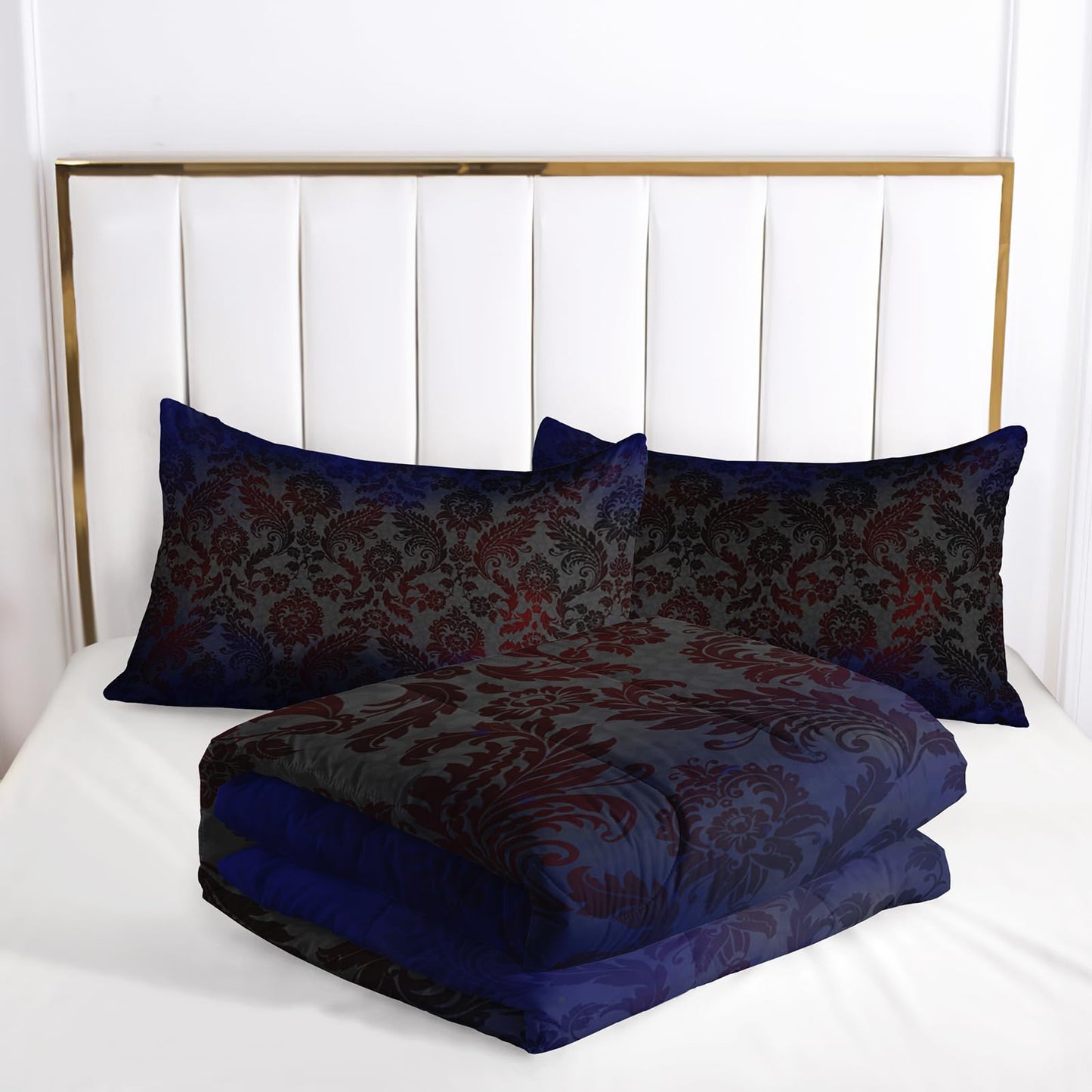 lneffble Paisley Floral Comforter Twin Size,Gothic Kids Comforter Set,3Pcs Bedding Set Printed Comforter with 2 Pillowcases,Down Alternative,Soft and Lightweight,for All Seasons