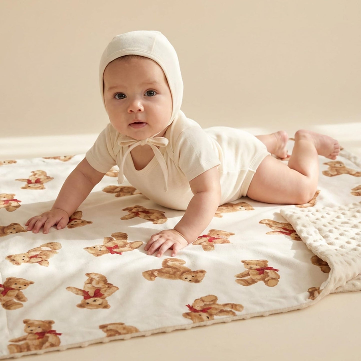 CIVARUA KIDS Bear Minky Baby Blanket, Ultra Soft Cozy Nursery Blanket for Unisex Boys Girls, Fluffy Toddler Infant Newborn Warm Nursery Bed Blankets for Crib Stroller or Carseat, 30”×40”, Beige