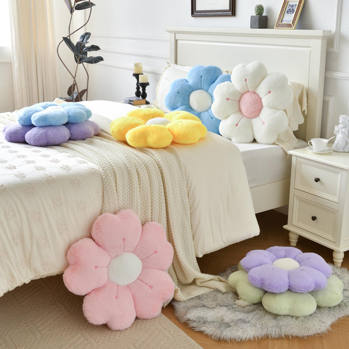 Ddliury Flower Pillow, Cute Decorative Throw Pillows for Couch Bed
