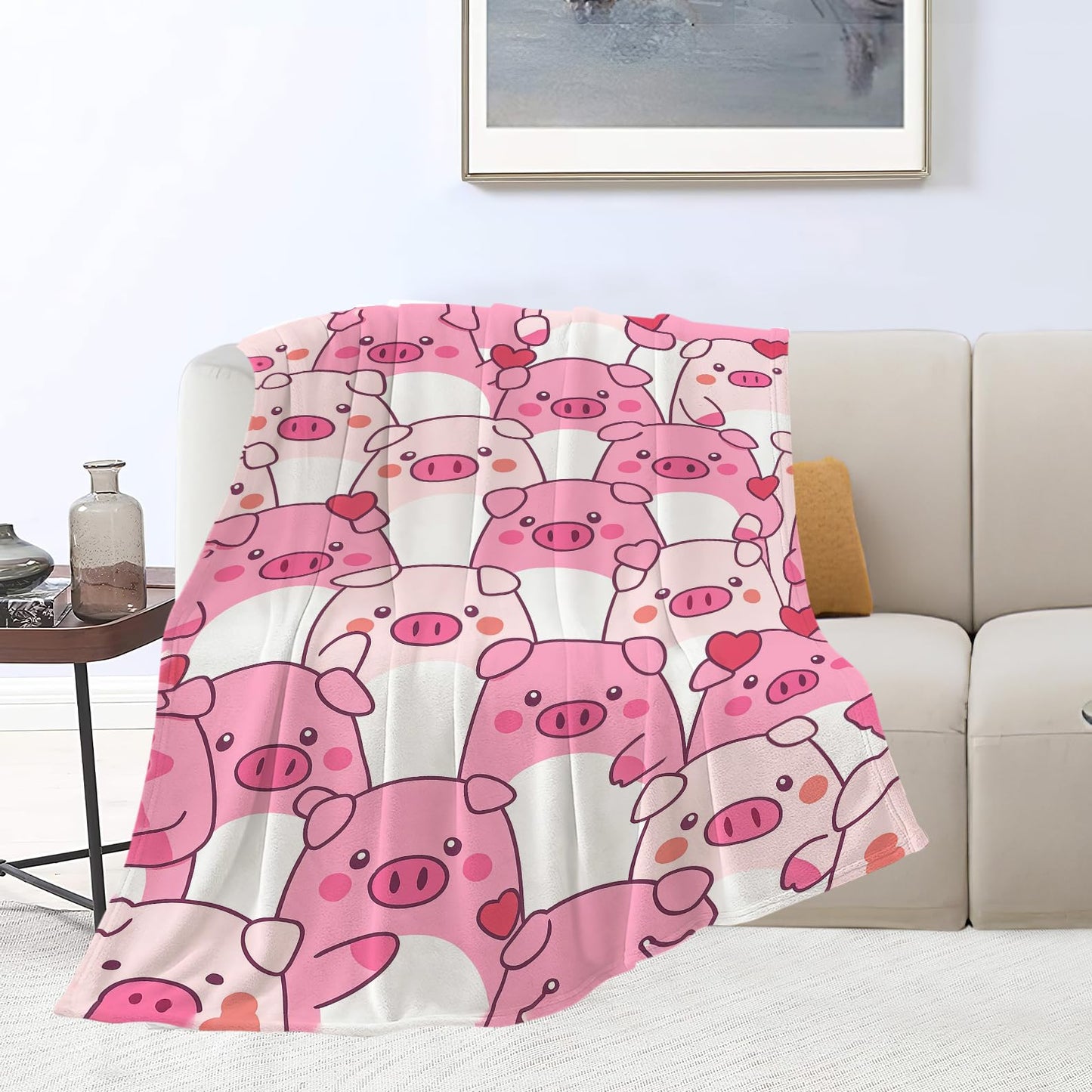 Pig Blanket Cute Pig Throw Blanket Soft Warm Cozy Fleece Fuzzy Plush Flannel Blankets Gifts for Girls Women Boys Kids Adults 40"X50"