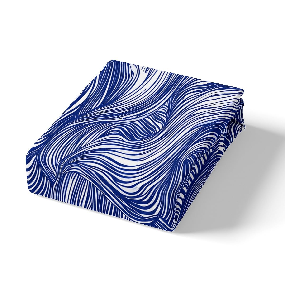 Feelyou Navy Blue Stripes Bed Sheets Set Geometric Sheet Set for Kids Boys Girls Teens Zebra Room Decor Abstract Art Sheets with Deep Pocket Fitted Sheet Queen Size Modern Striped Art Bedding Set 4Pcs