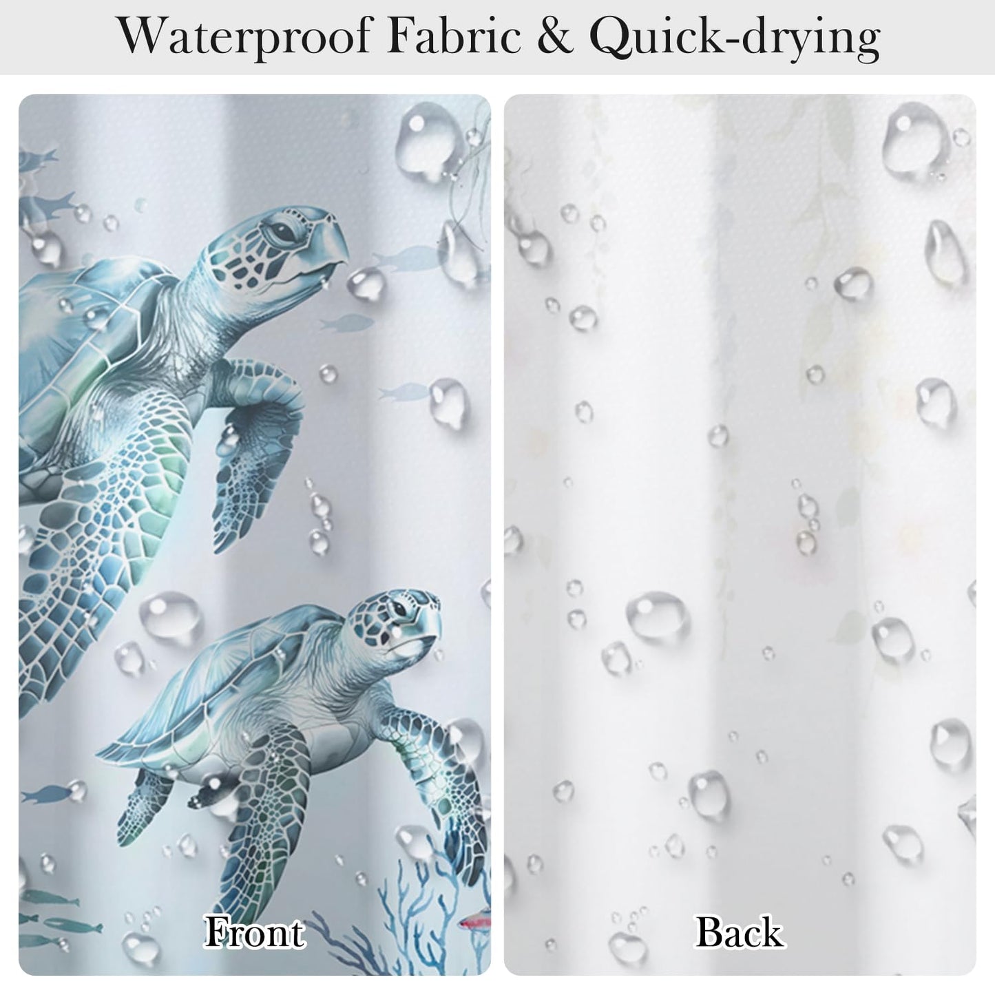 NAEMBCU Sea Turtle Shower Curtain with Hooks - 72x72 Inch Waterproof Fabric Ocean Bathroom Curtain with Coastal Marine Life Design, Bath Curtain for Beach Nautical Hotel House Decor